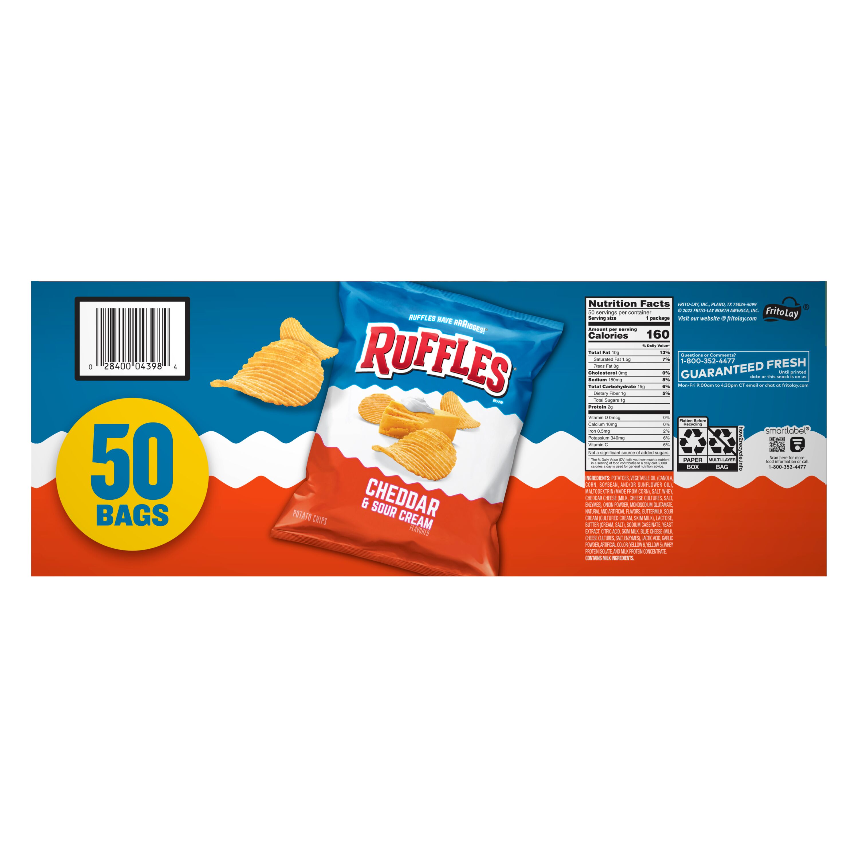 Ruffles, Cheddar & Sour Cream Flavored, Potato Chips thumbnail