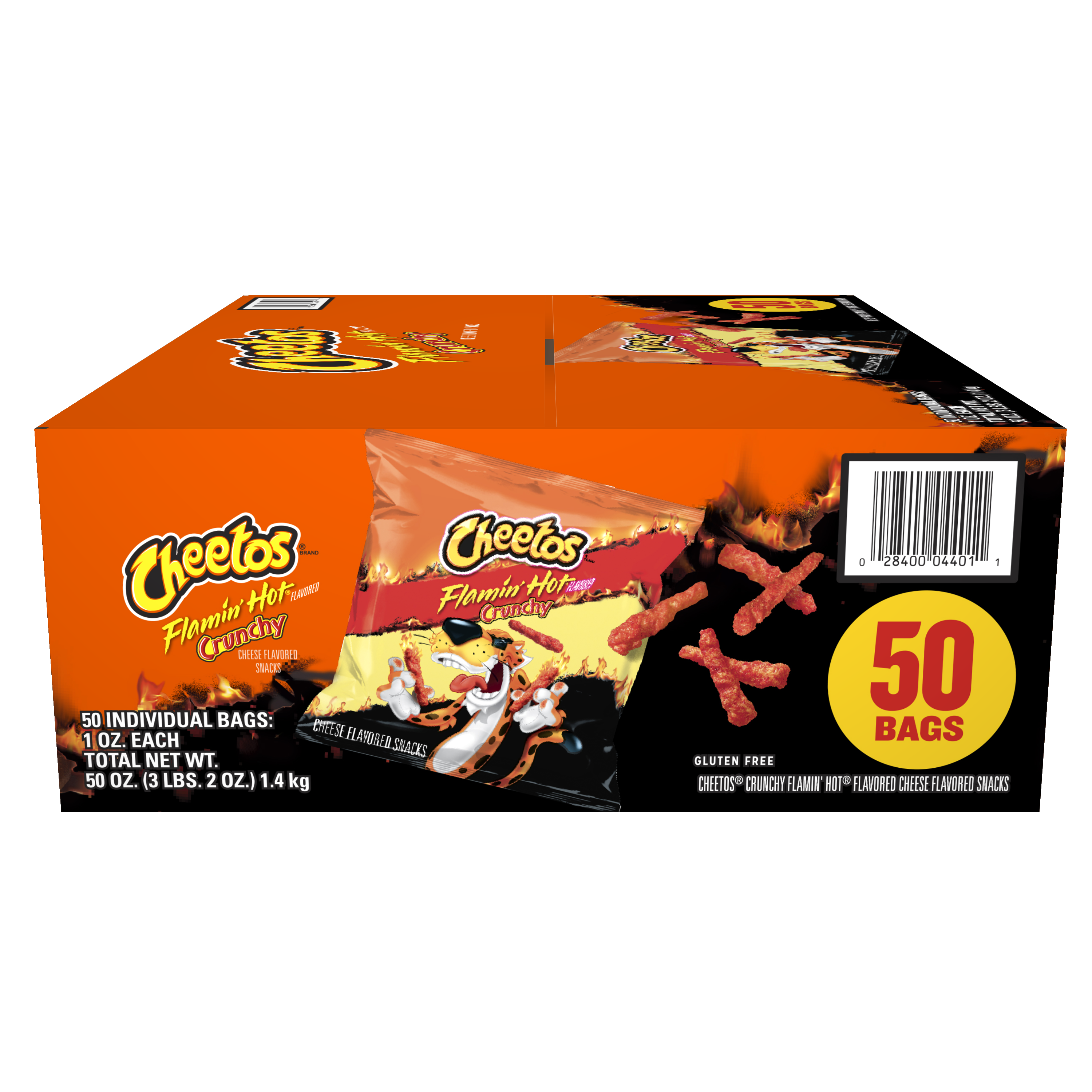 Cheetos, Crunchy, Flamin' Hot Flavored, Cheese Flavored Snacks