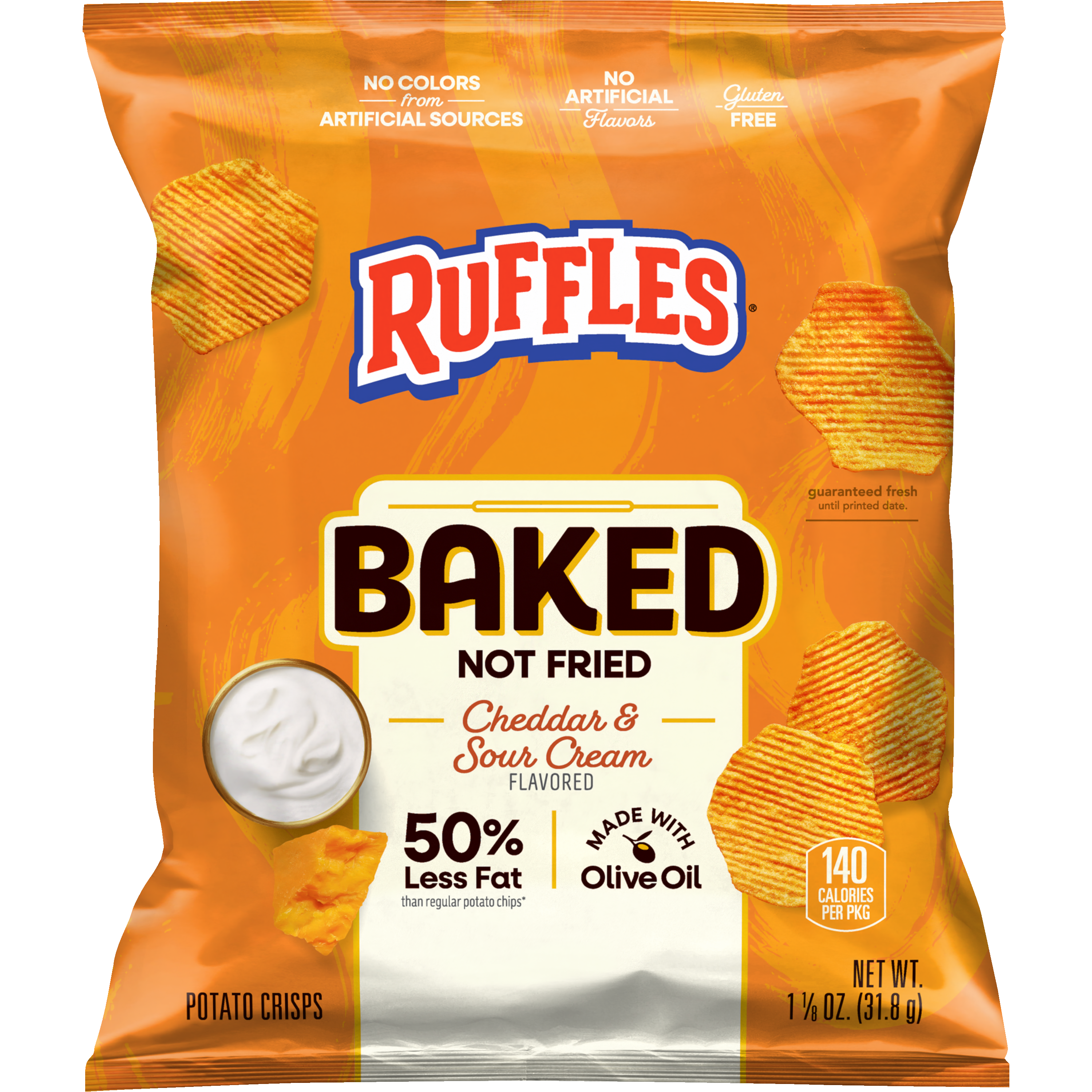 Ruffles, Baked, Cheddar & Sour Cream Flavored, Potato Crisps