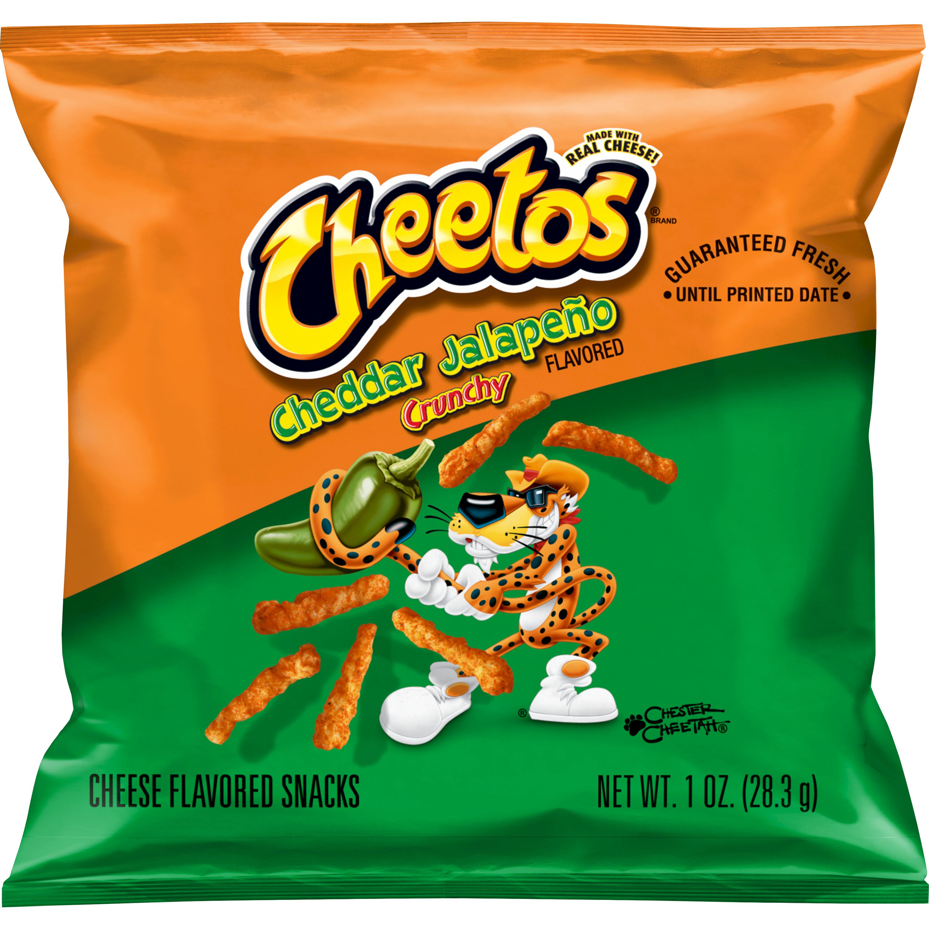 Cheetos, Crunchy, Cheddar Jalapeno Flavored, Cheese Flavored Snacks