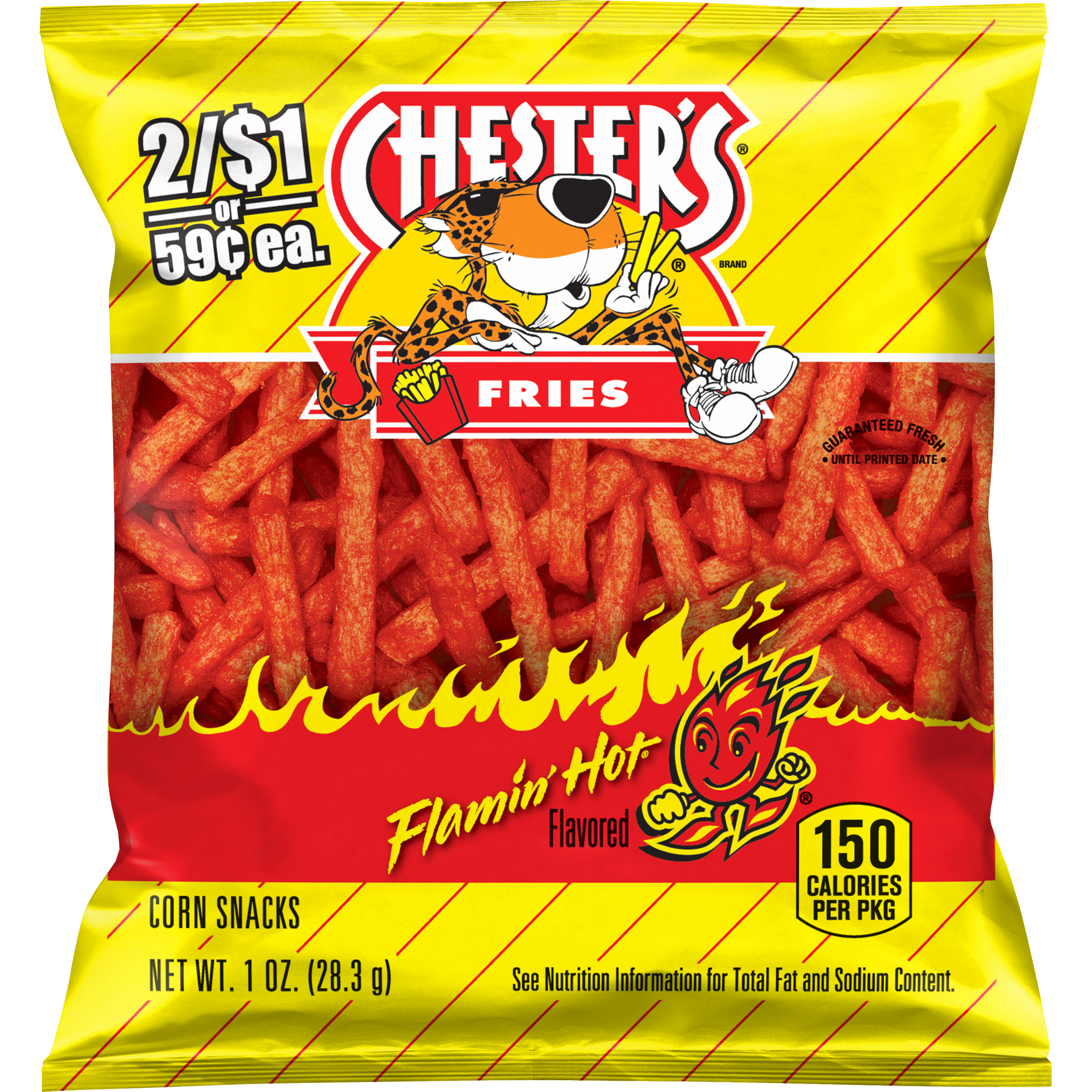 Chester's, Fries, Flamin' Hot Flavored, Corn Snacks