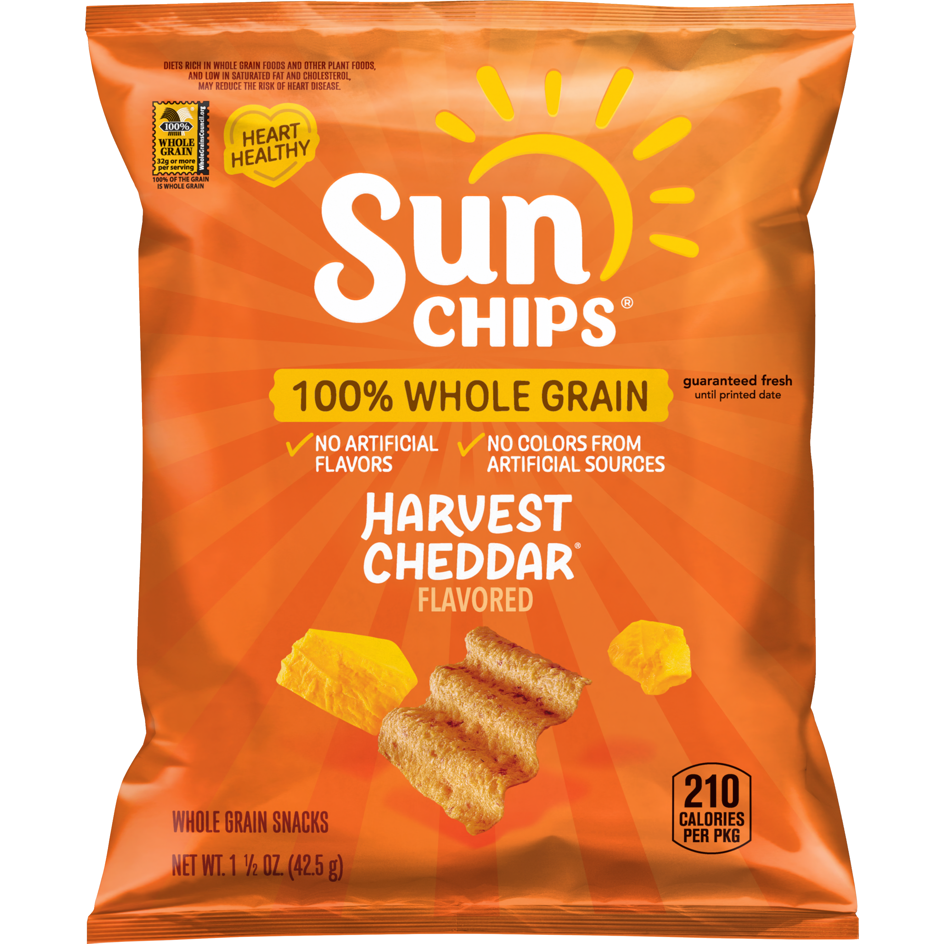SunChips, Harvest Cheddar Flavored, Whole Grain Snacks