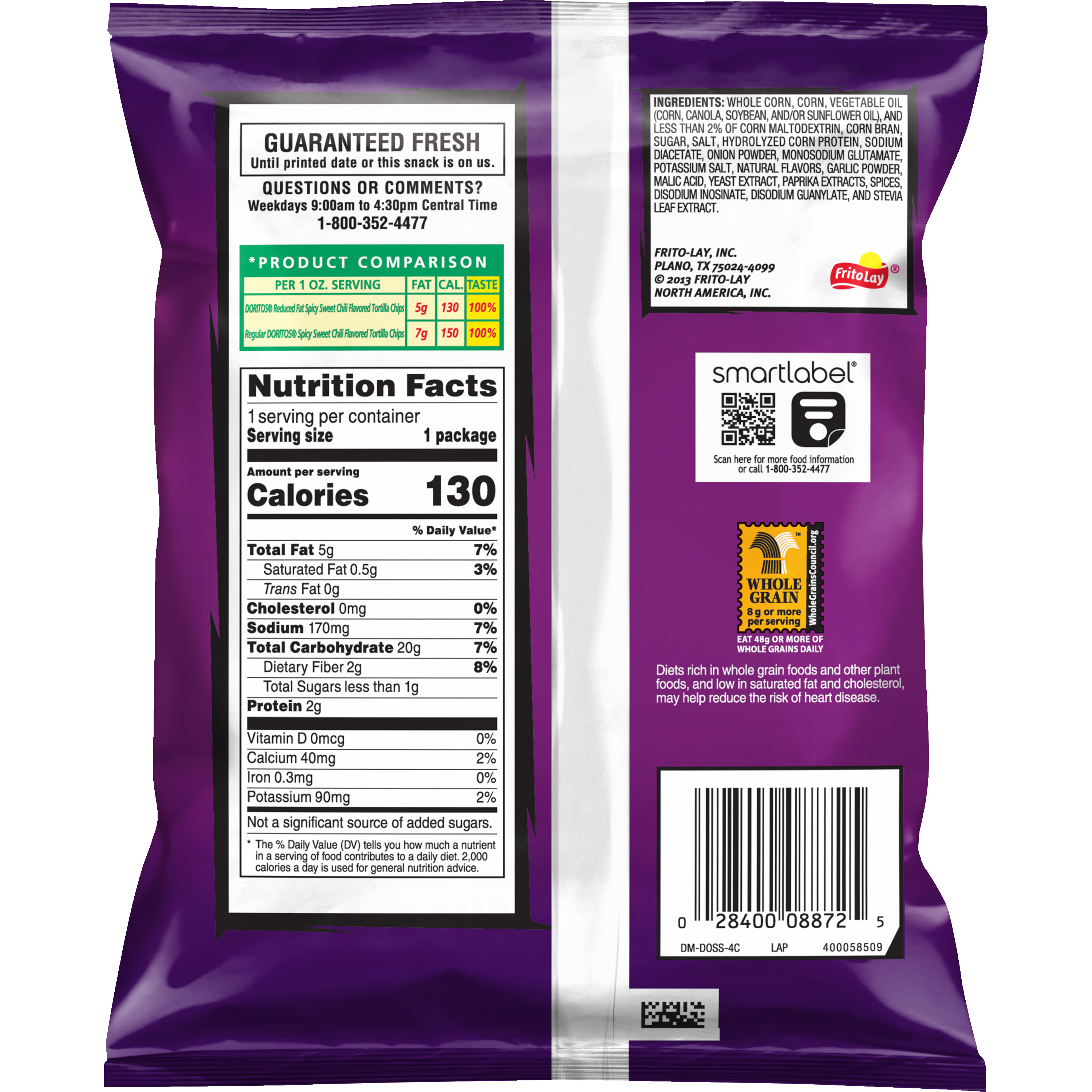 Doritos, Reduced Fat, Spicy Sweet Chili Flavored, Tortilla Chips thumbnail