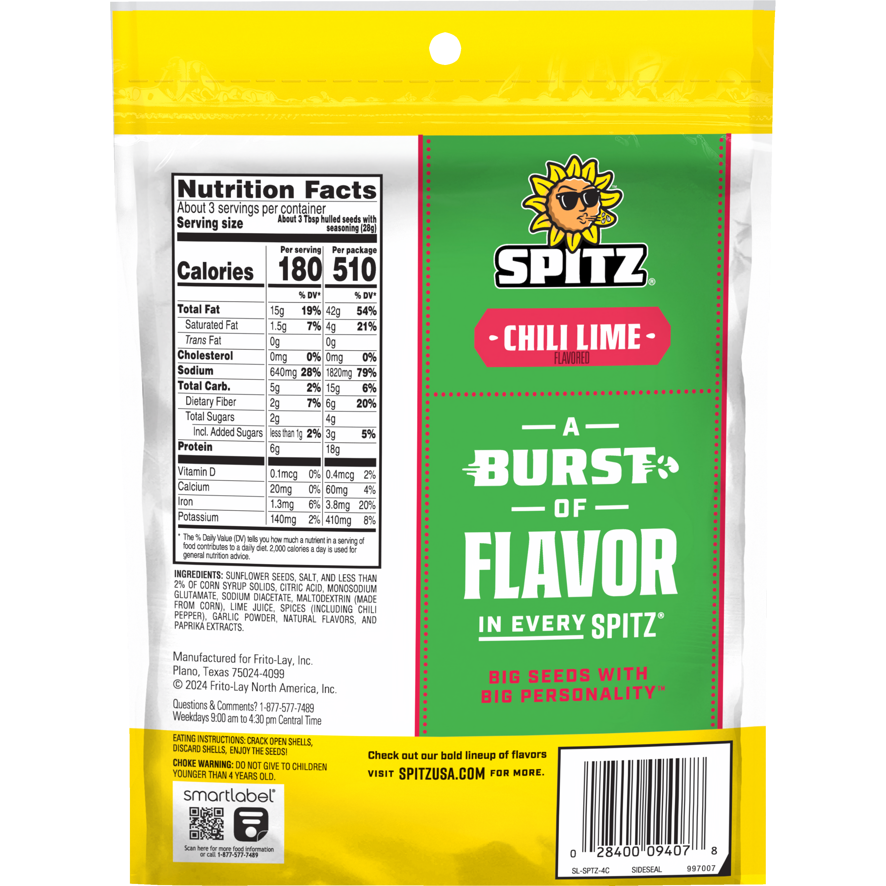Spitz, Chili Lime Flavored, Sunflower Seeds thumbnail