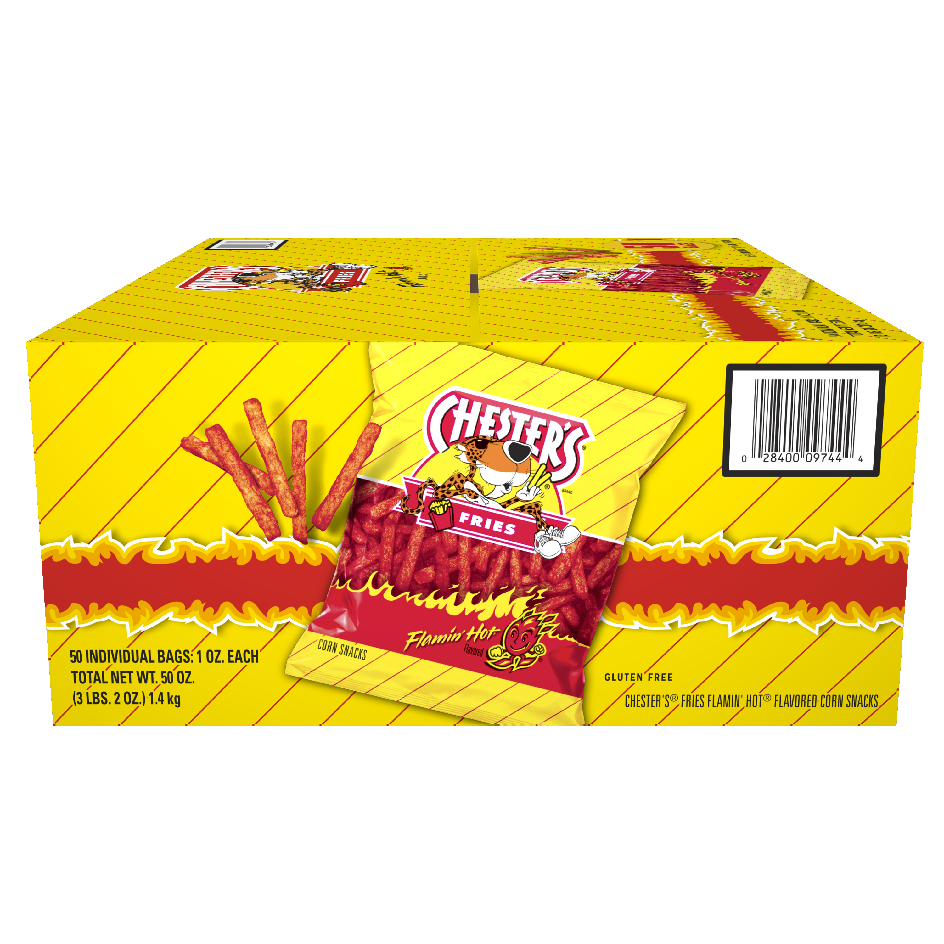 Chester's, Fries, Flamin' Hot Flavored, Corn Snacks