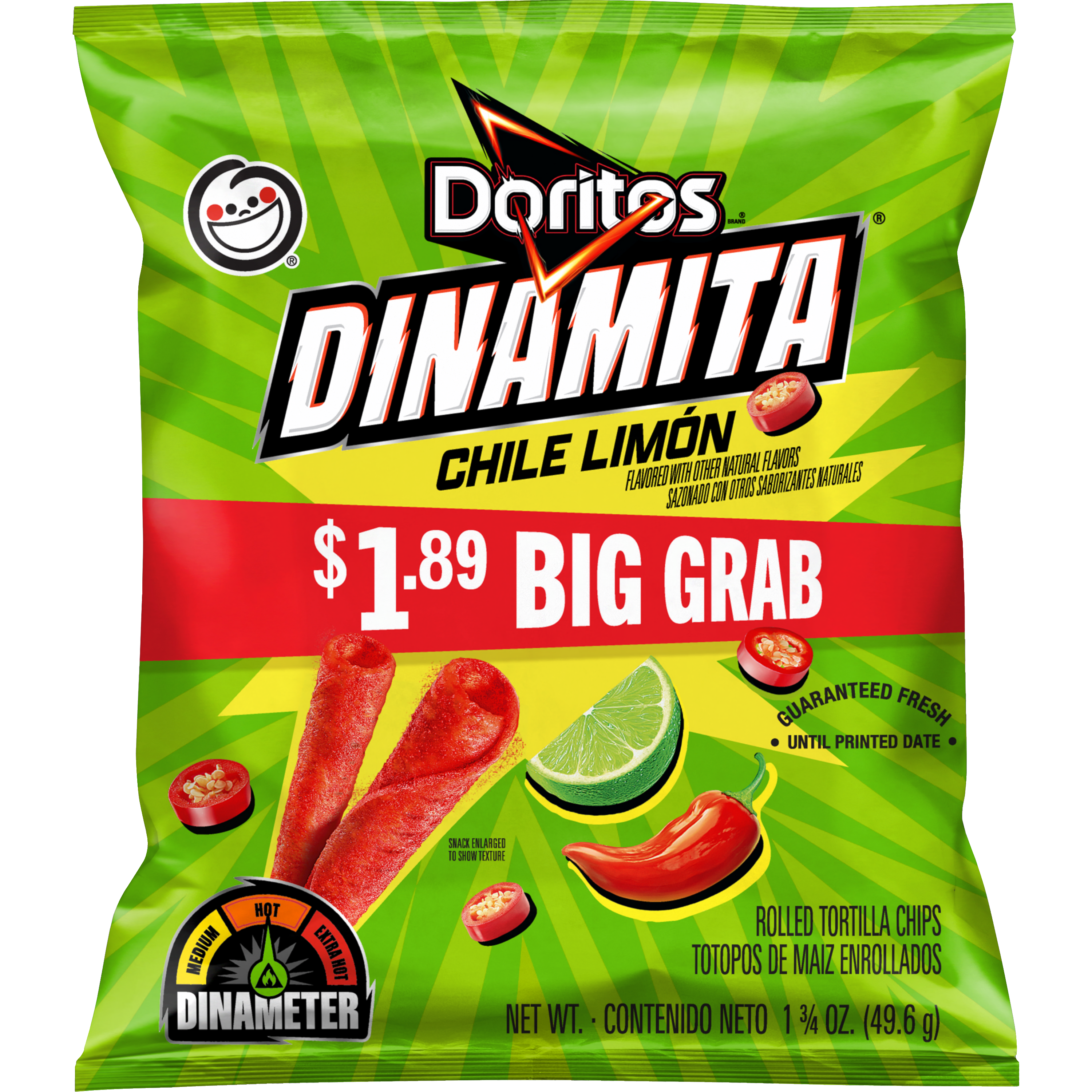 Doritos, Dinamita, Chile Limon Flavored, Rolled Tortilla Chips
