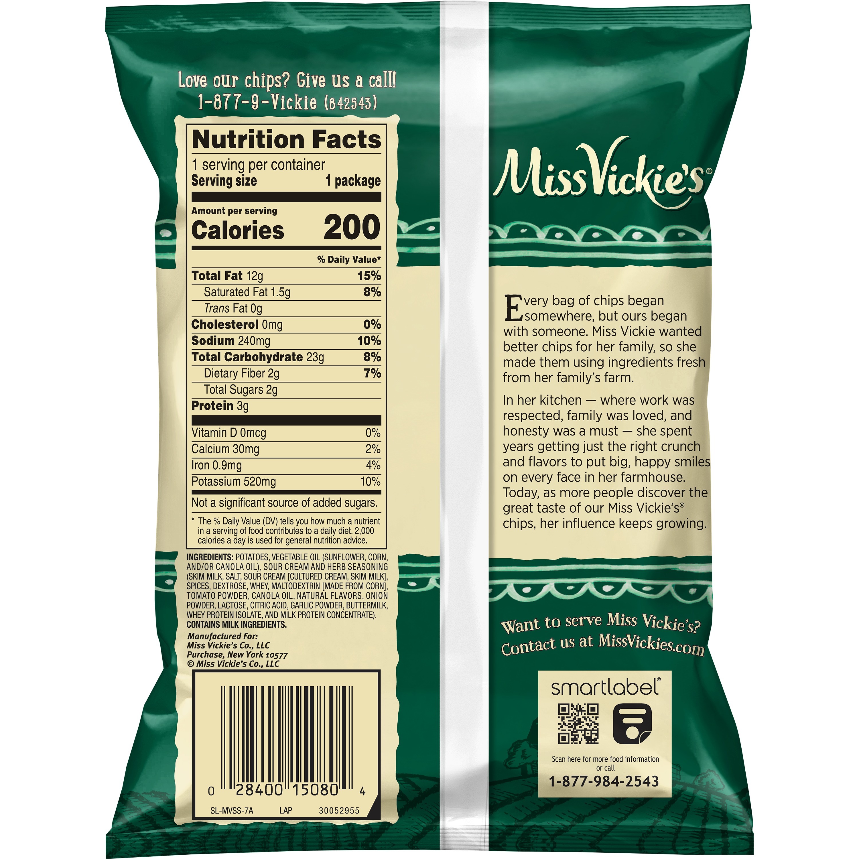 Miss Vickie's, Sour Cream & Herbs Flavored, Kettle Cooked Potato Chips thumbnail