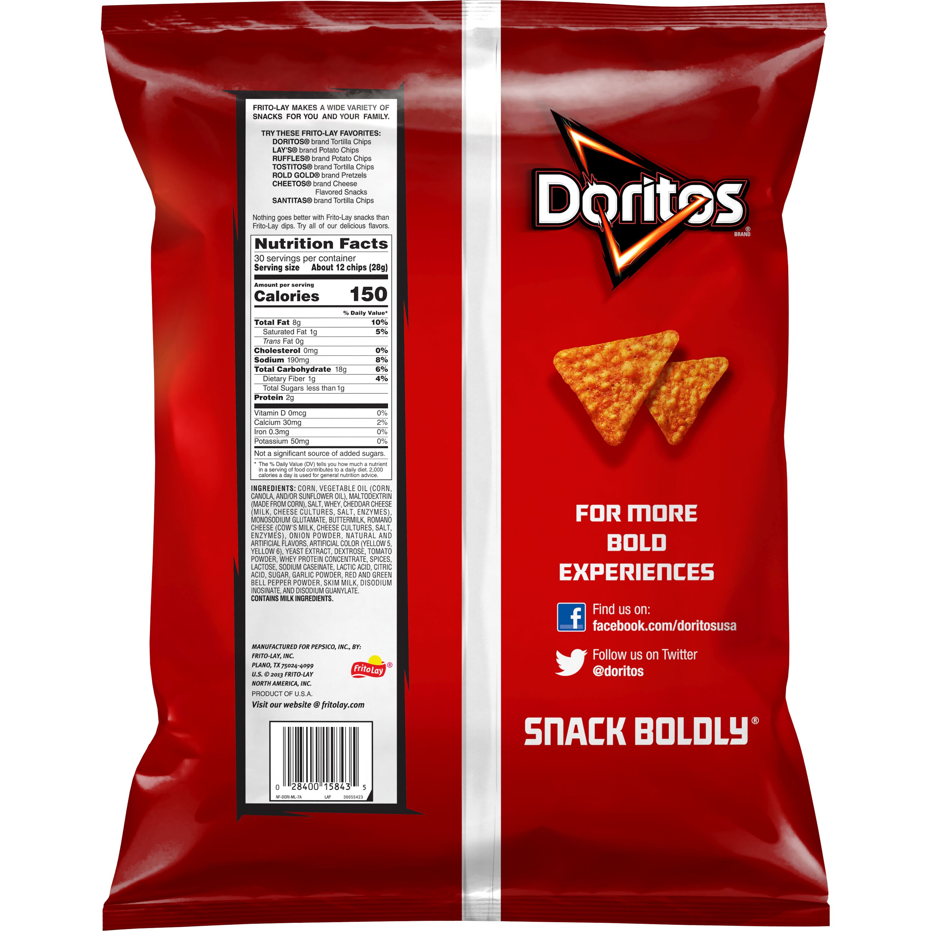 Doritos, Nacho Cheese Flavored, Tortilla Chips thumbnail