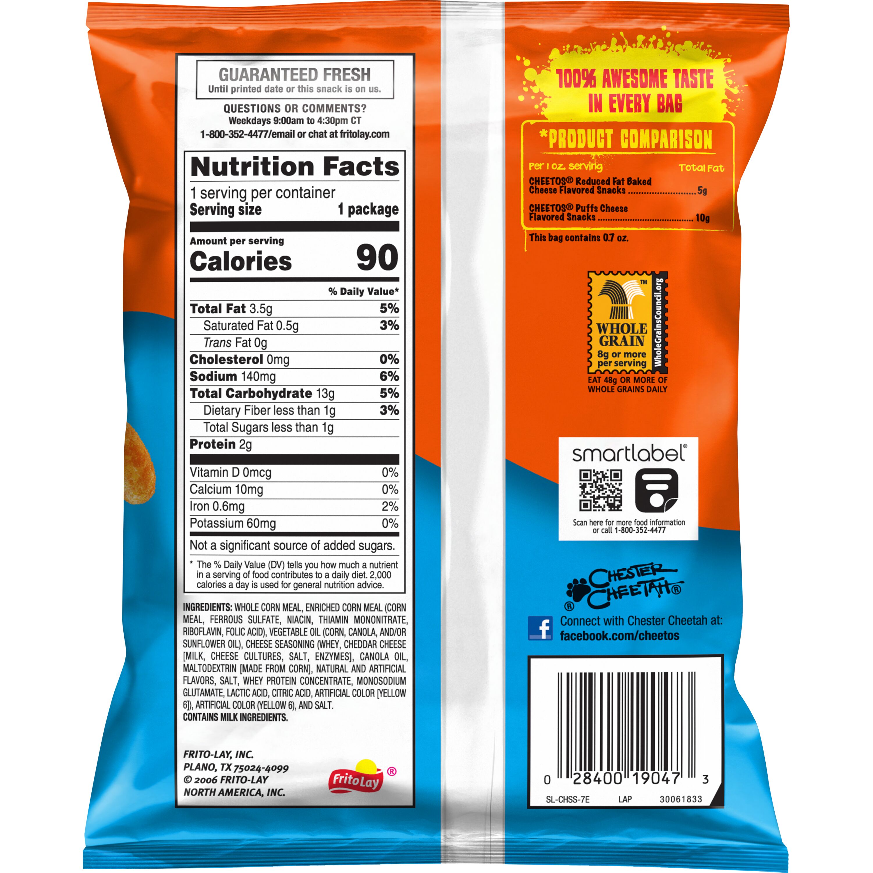 Cheetos, Reduced Fat, Puffs, Baked Cheese Flavored Snacks thumbnail