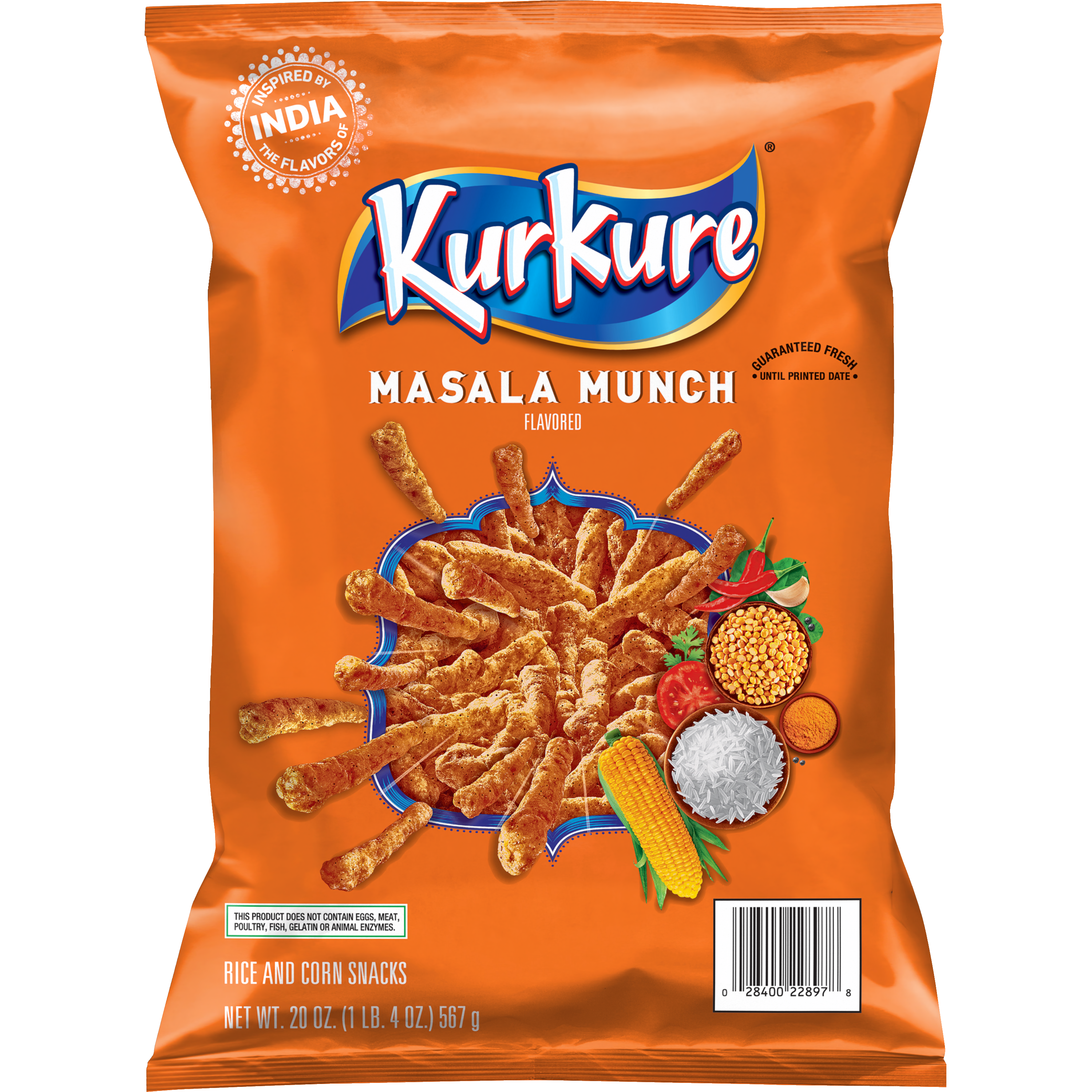 Kurkure, Masala Munch Flavored, Rice And Corn Snacks