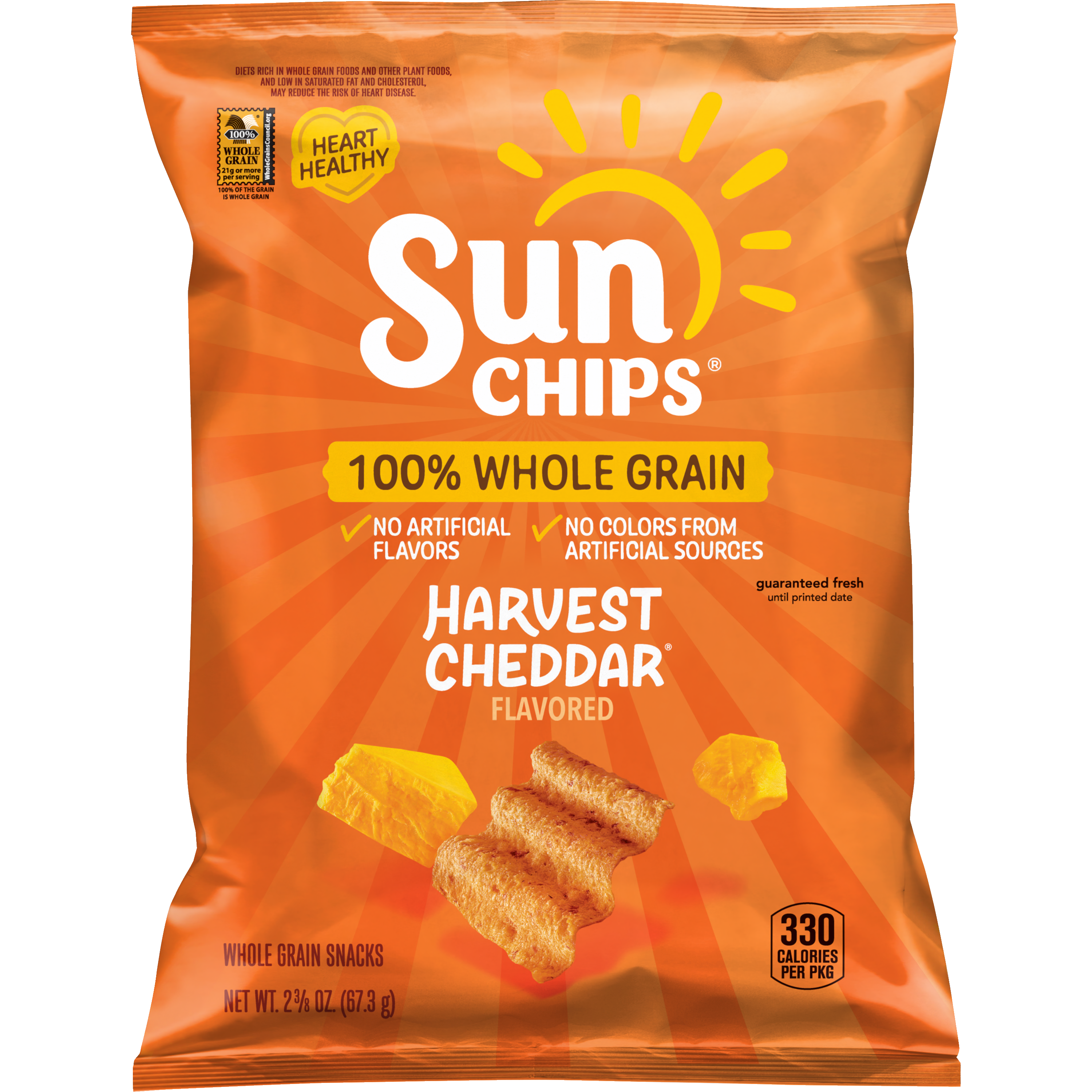SunChips, Harvest Cheddar Flavored, Whole Grain Snacks