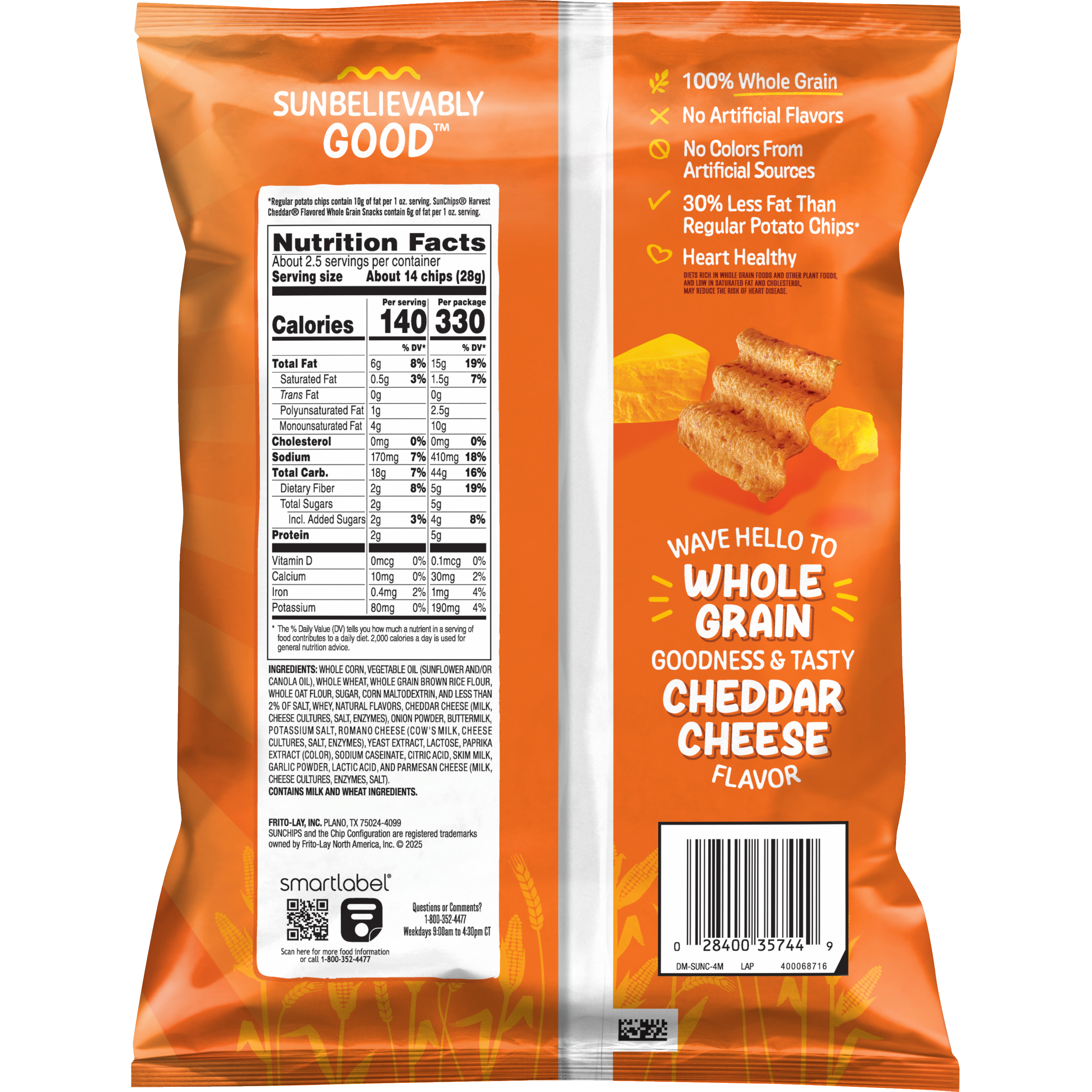 SunChips, Harvest Cheddar Flavored, Whole Grain Snacks thumbnail