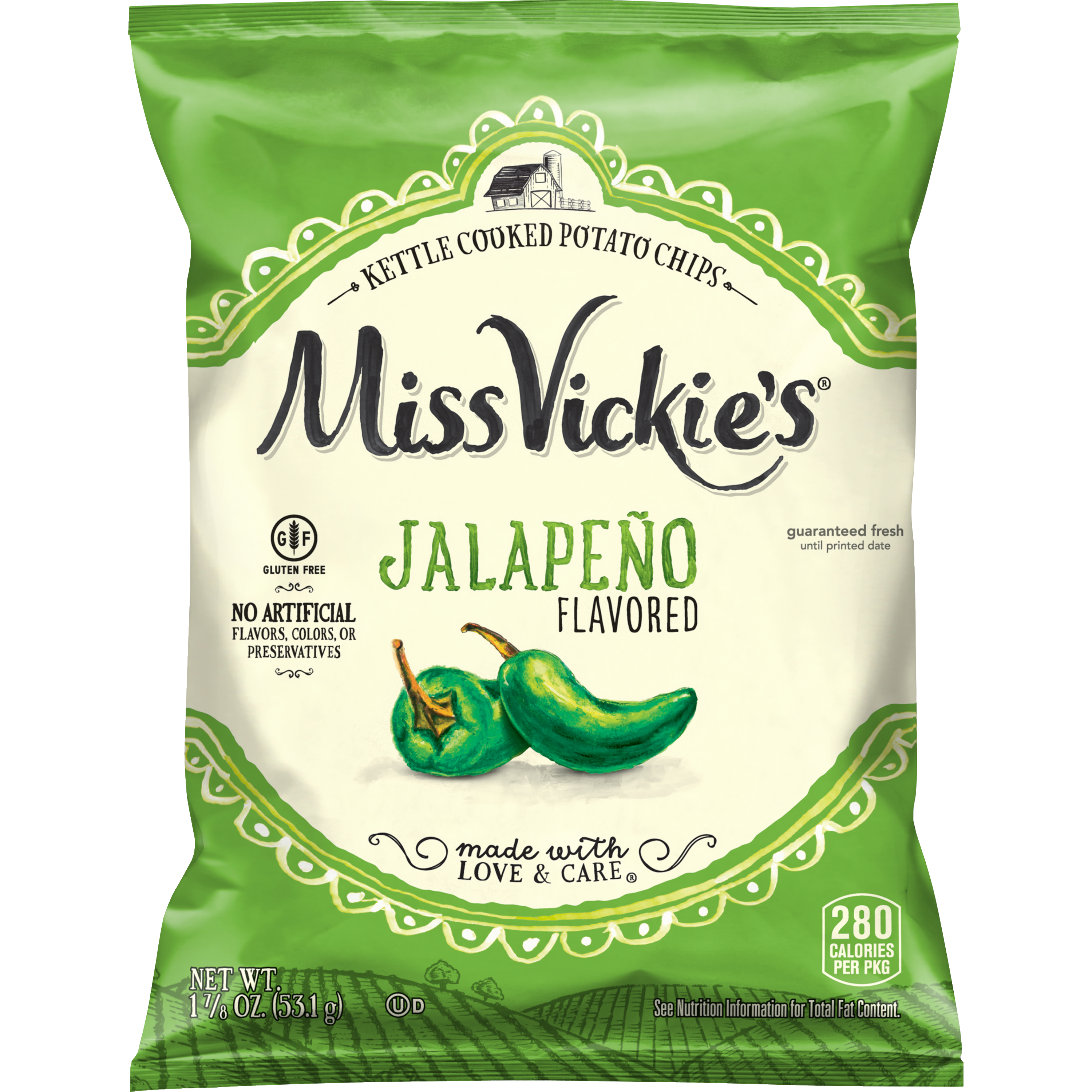 Miss Vickie's, Jalapeno Flavored, Kettle Cooked Potato Chips