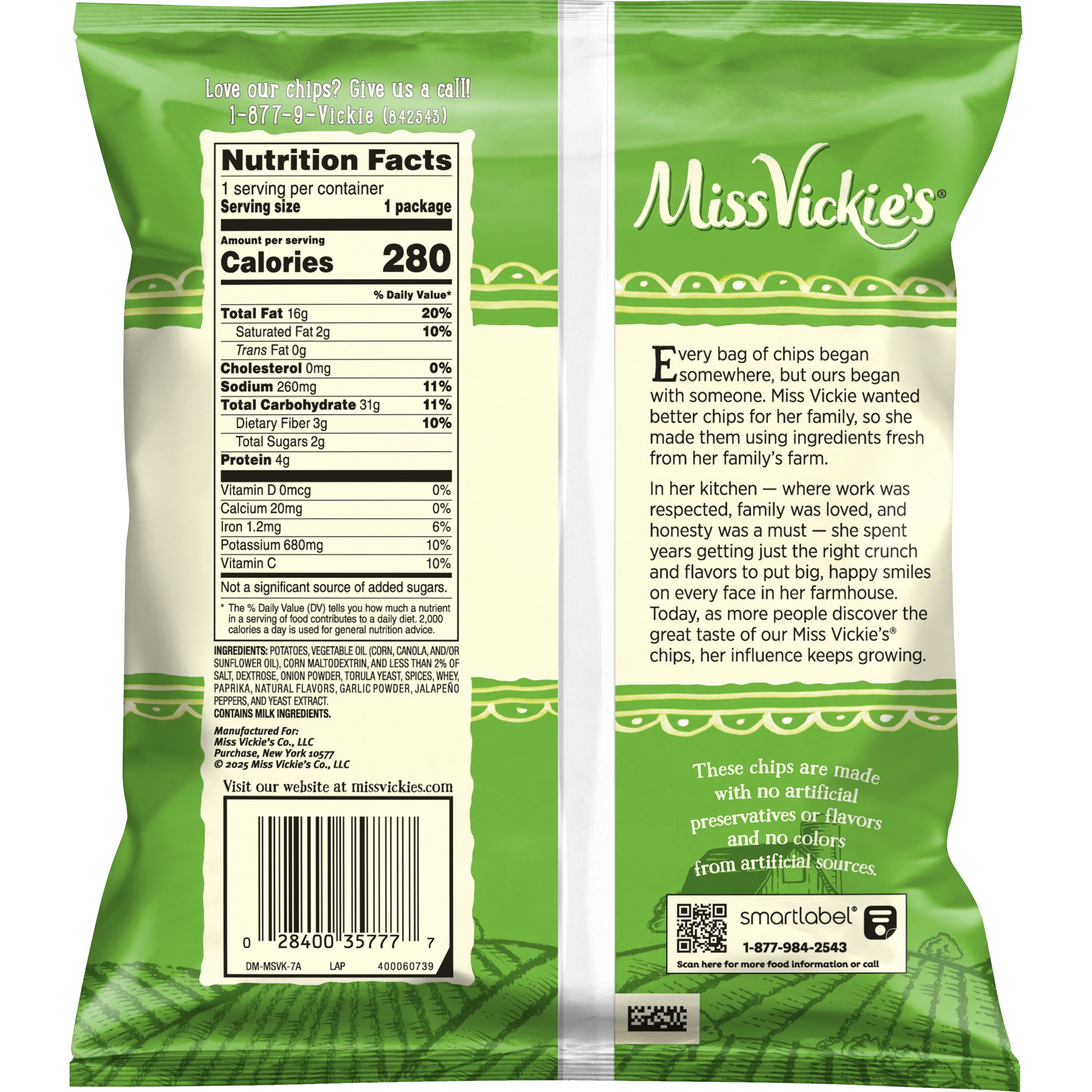 Miss Vickie's, Jalapeno Flavored, Kettle Cooked Potato Chips thumbnail