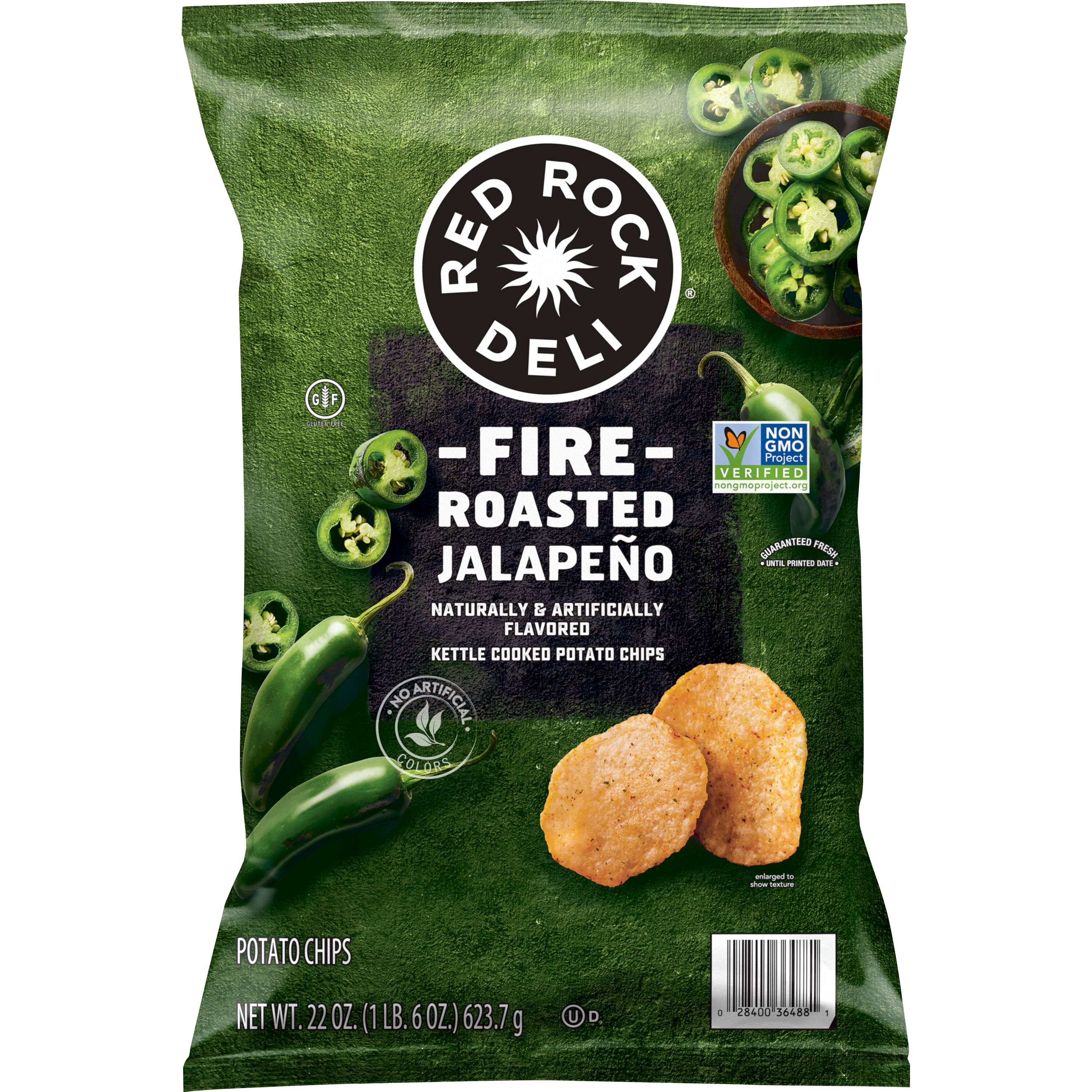 Red Rock Deli, Fire Roasted Jalapeno Naturally & Artificially Flavored, Kettle Cooked Potato Chips