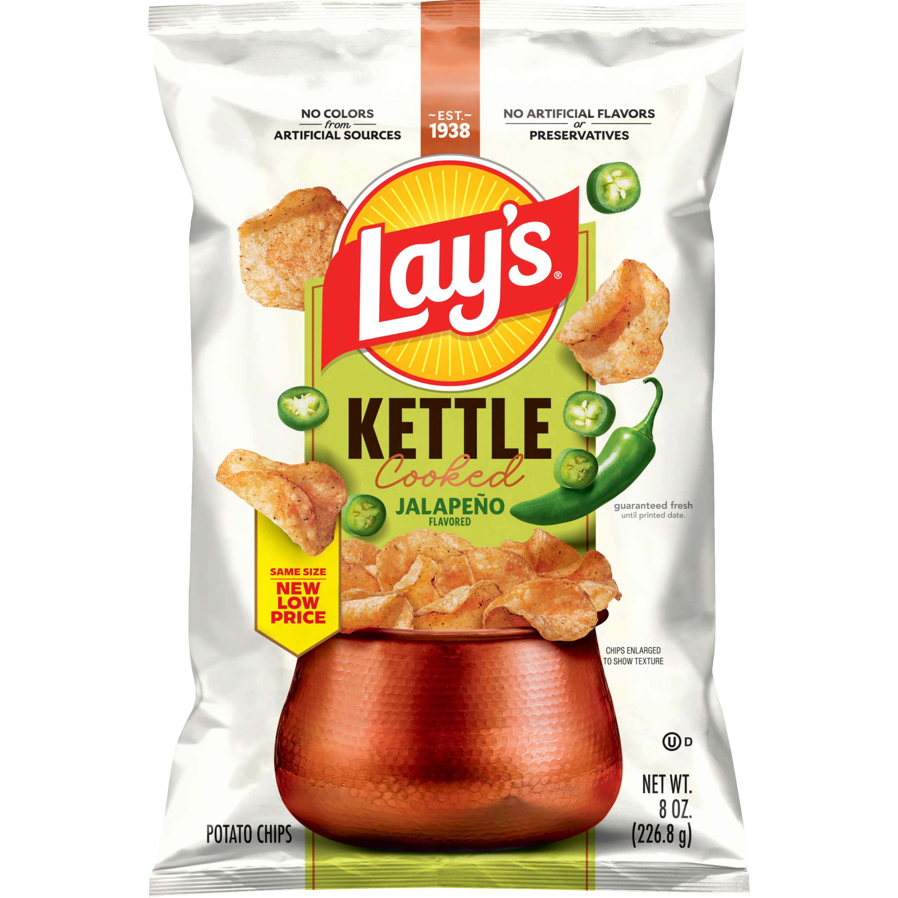 Lay's, Kettle Cooked, Jalapeno Flavored, Potato Chips
