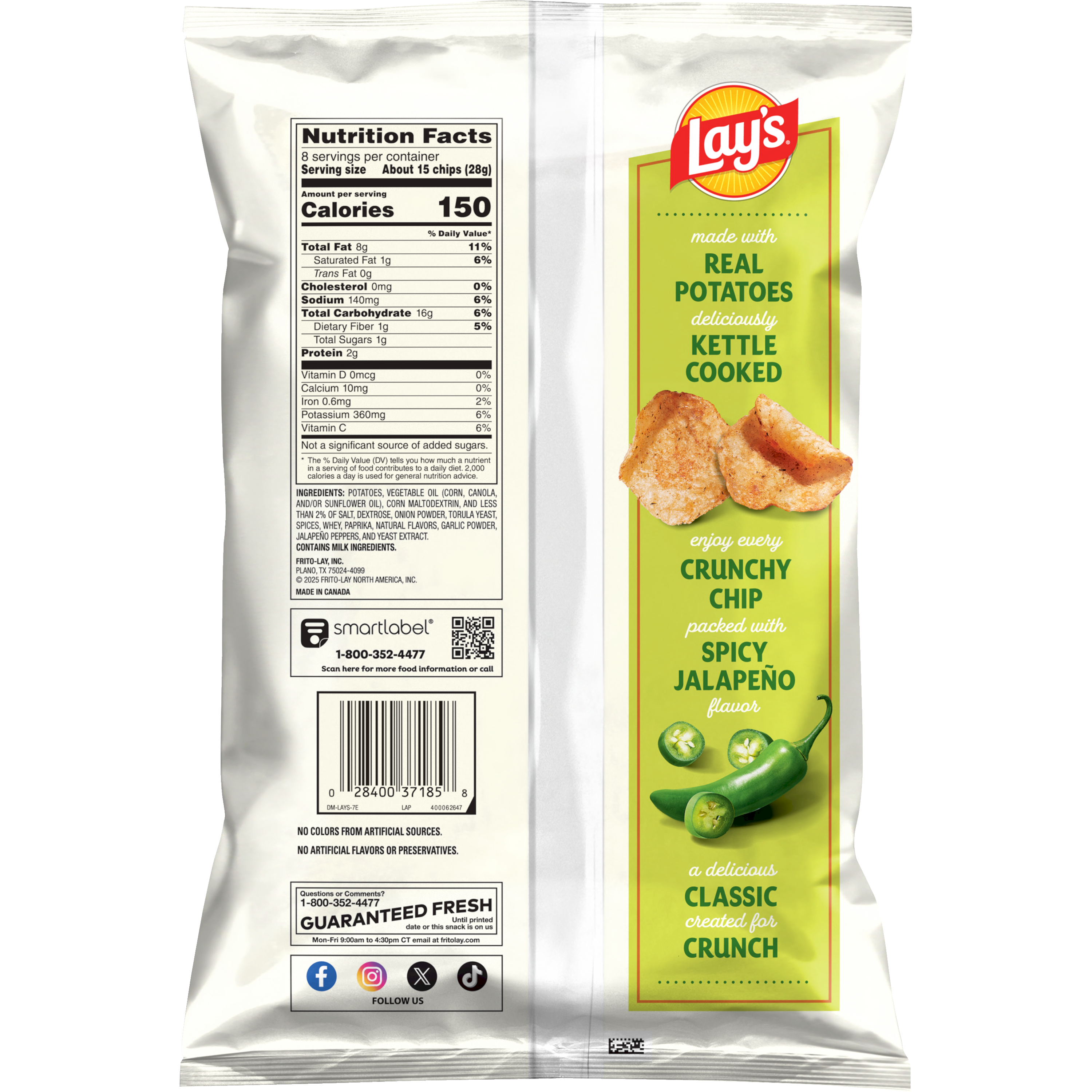 Lay's, Kettle Cooked, Jalapeno Flavored, Potato Chips thumbnail