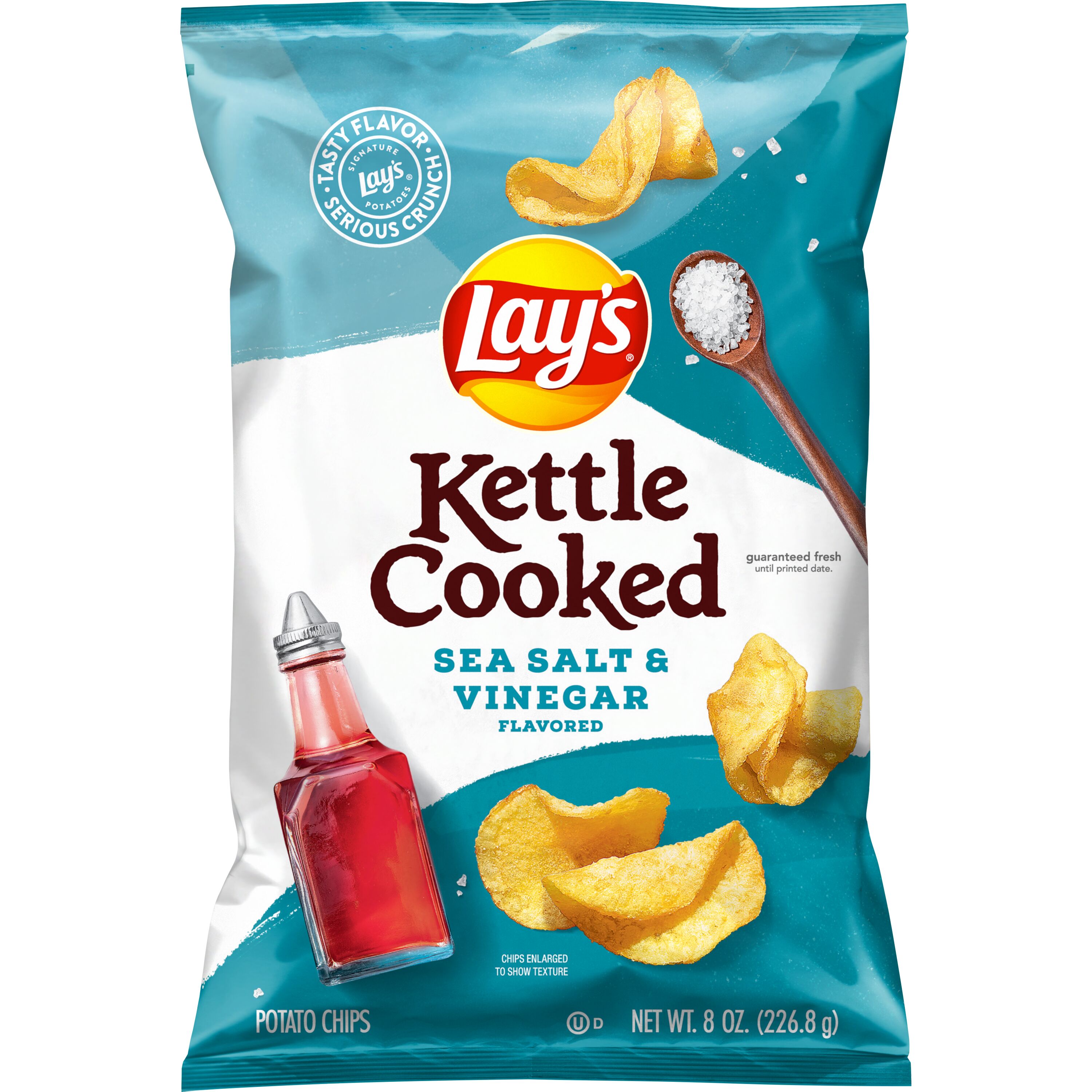 Lay's, Kettle Cooked, Sea Salt & Vinegar Flavored, Potato Chips