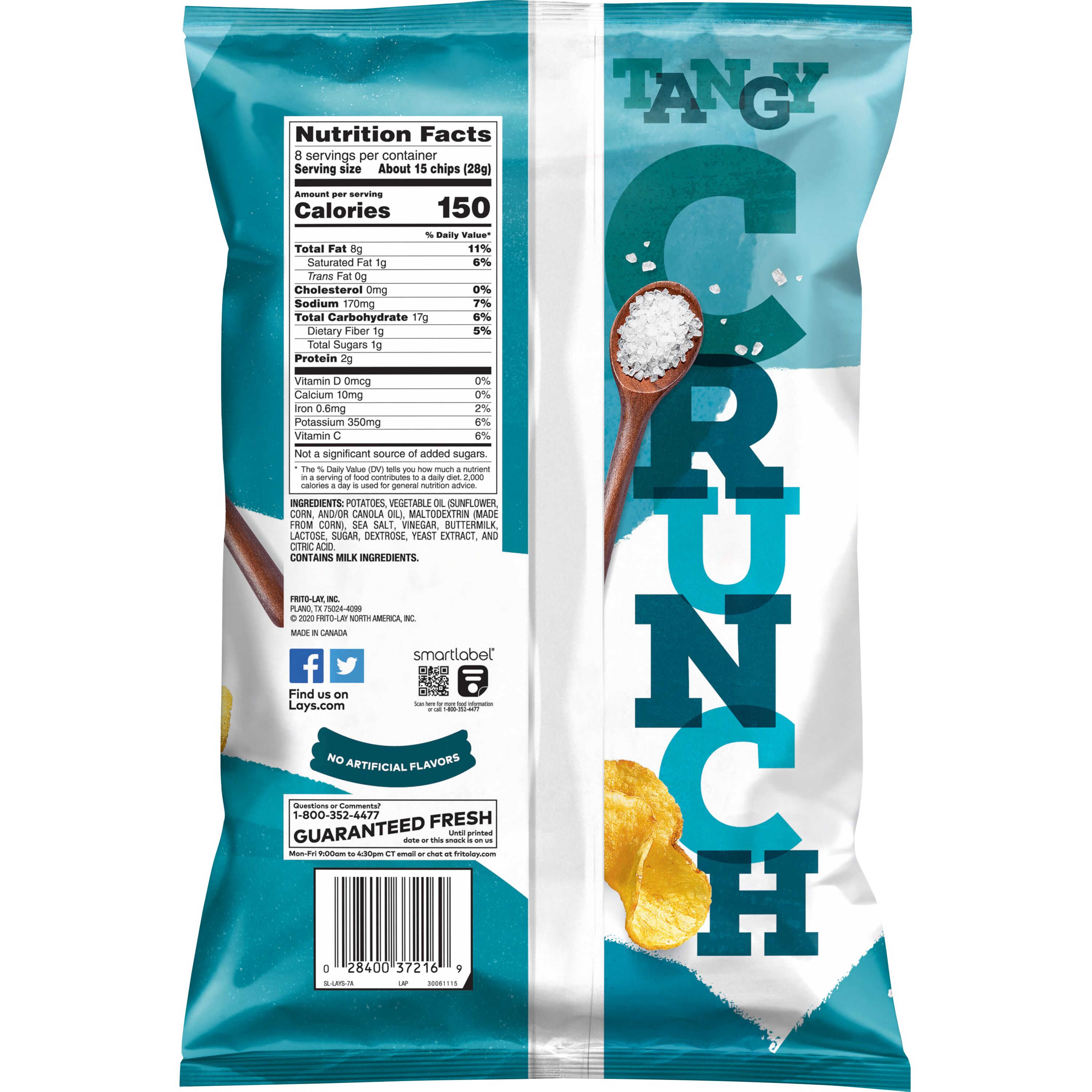 Lay's, Kettle Cooked, Sea Salt & Vinegar Flavored, Potato Chips thumbnail