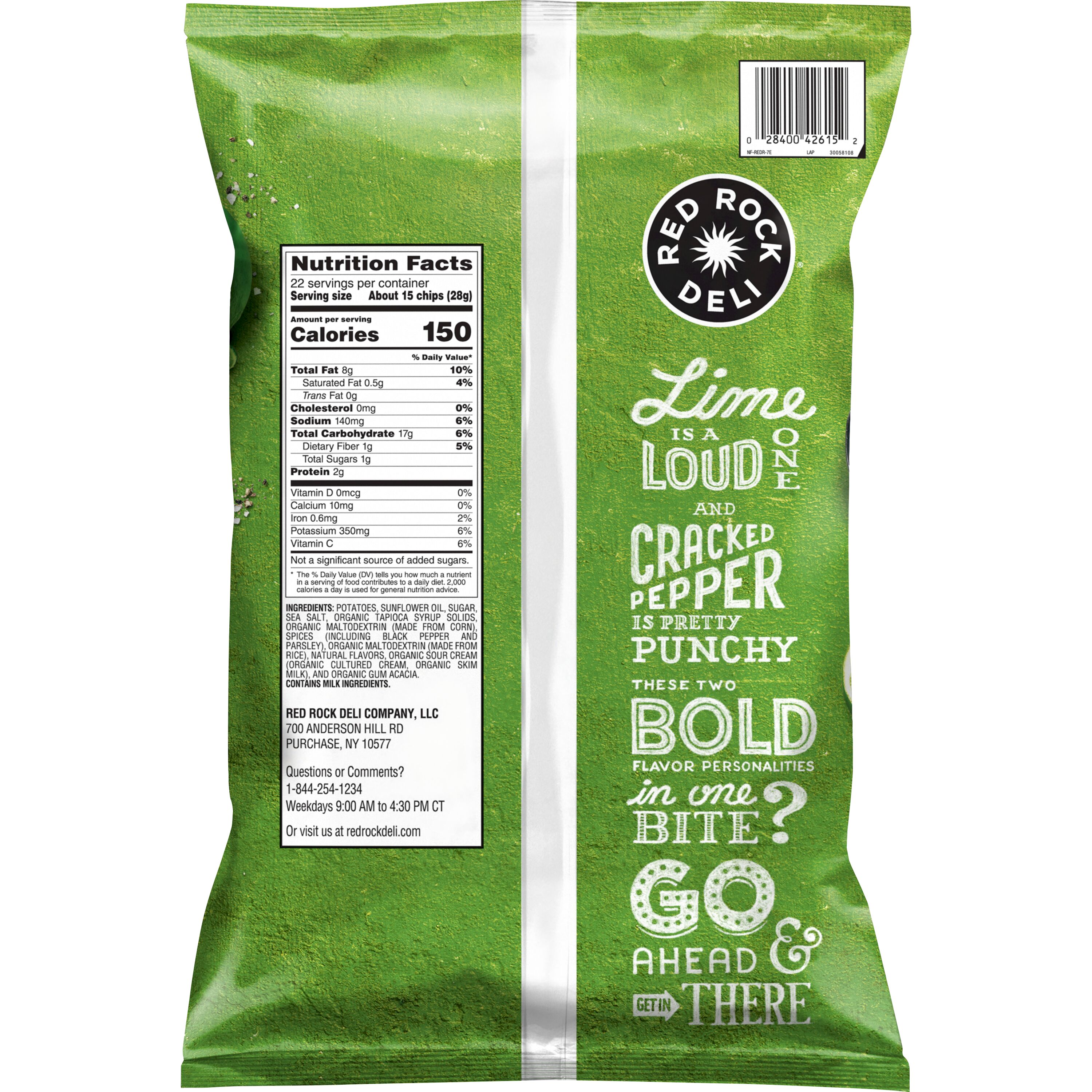 Red Rock Deli, Lime & Cracked Pepper Flavored, Kettle Cooked Potato Chips thumbnail