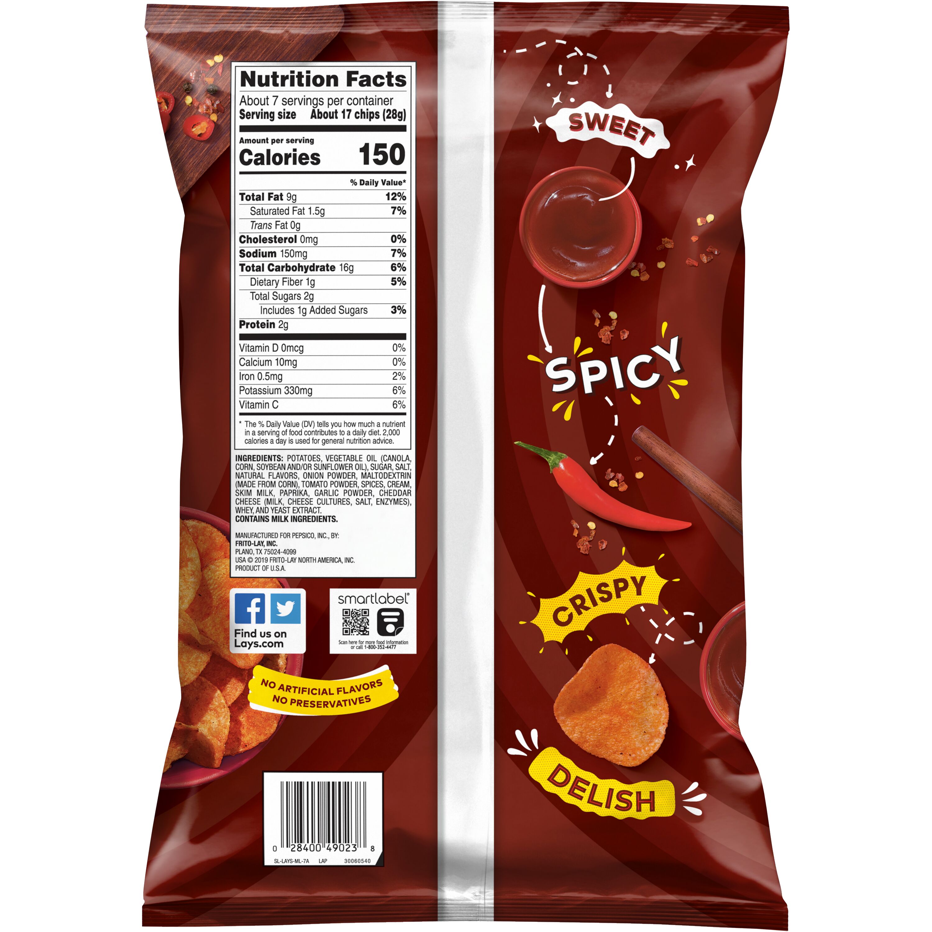 Lay's, Sweet Southern Heat Barbecue Flavored, Potato Chips thumbnail