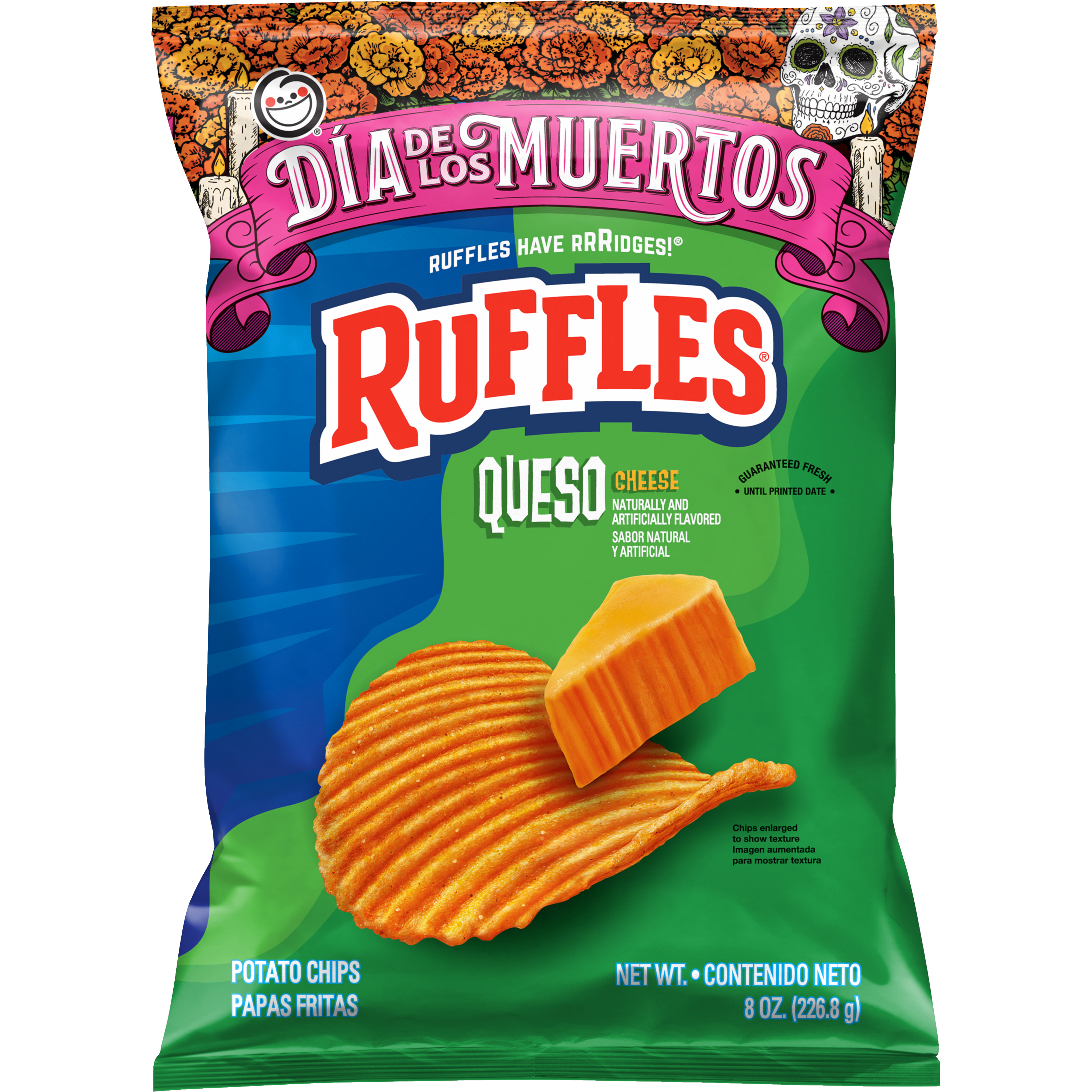 Ruffles, Queso Cheese Naturally And Artificially Flavored, Potato Chips