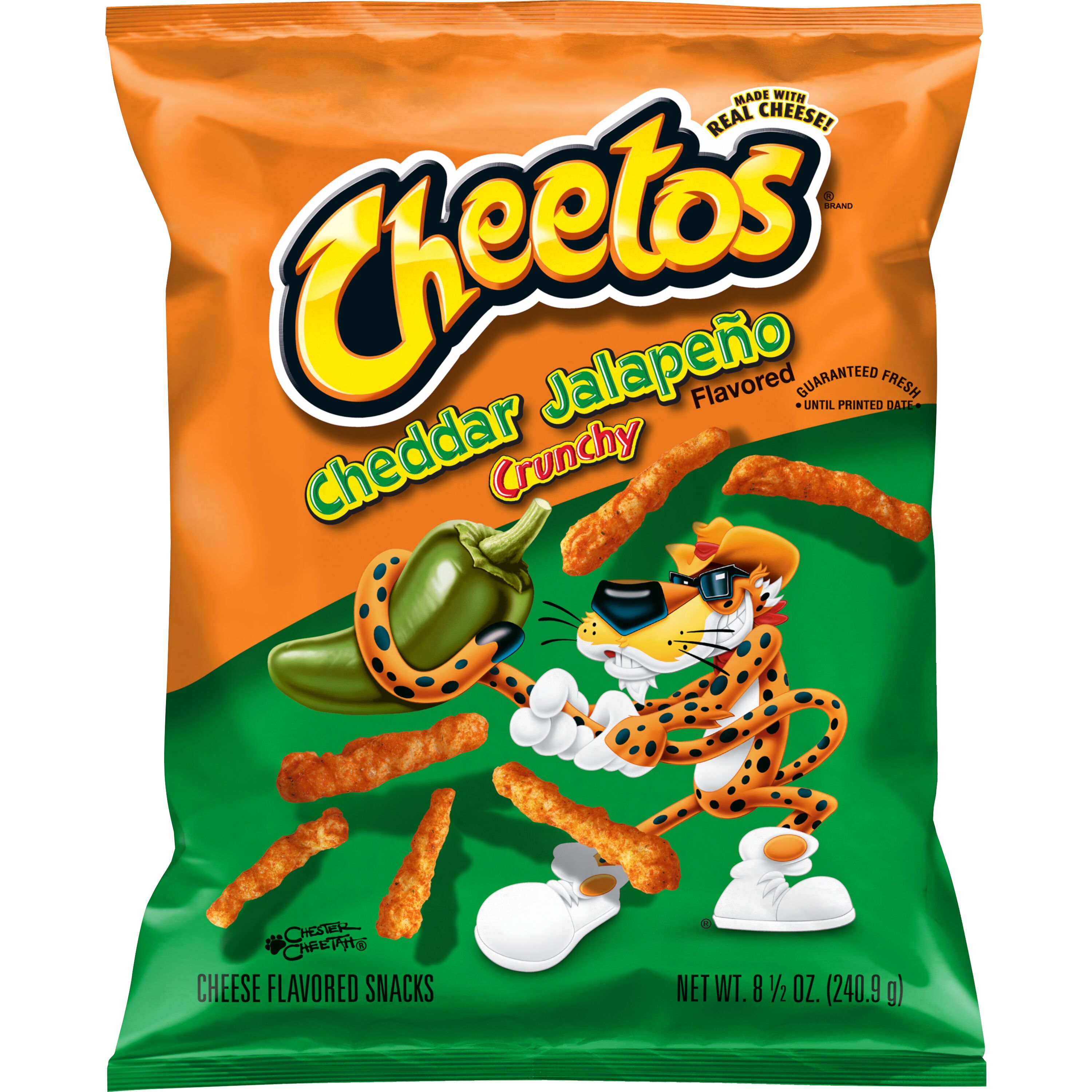 Cheetos, Crunchy, Cheddar Jalapeno Flavored, Cheese Flavored Snacks