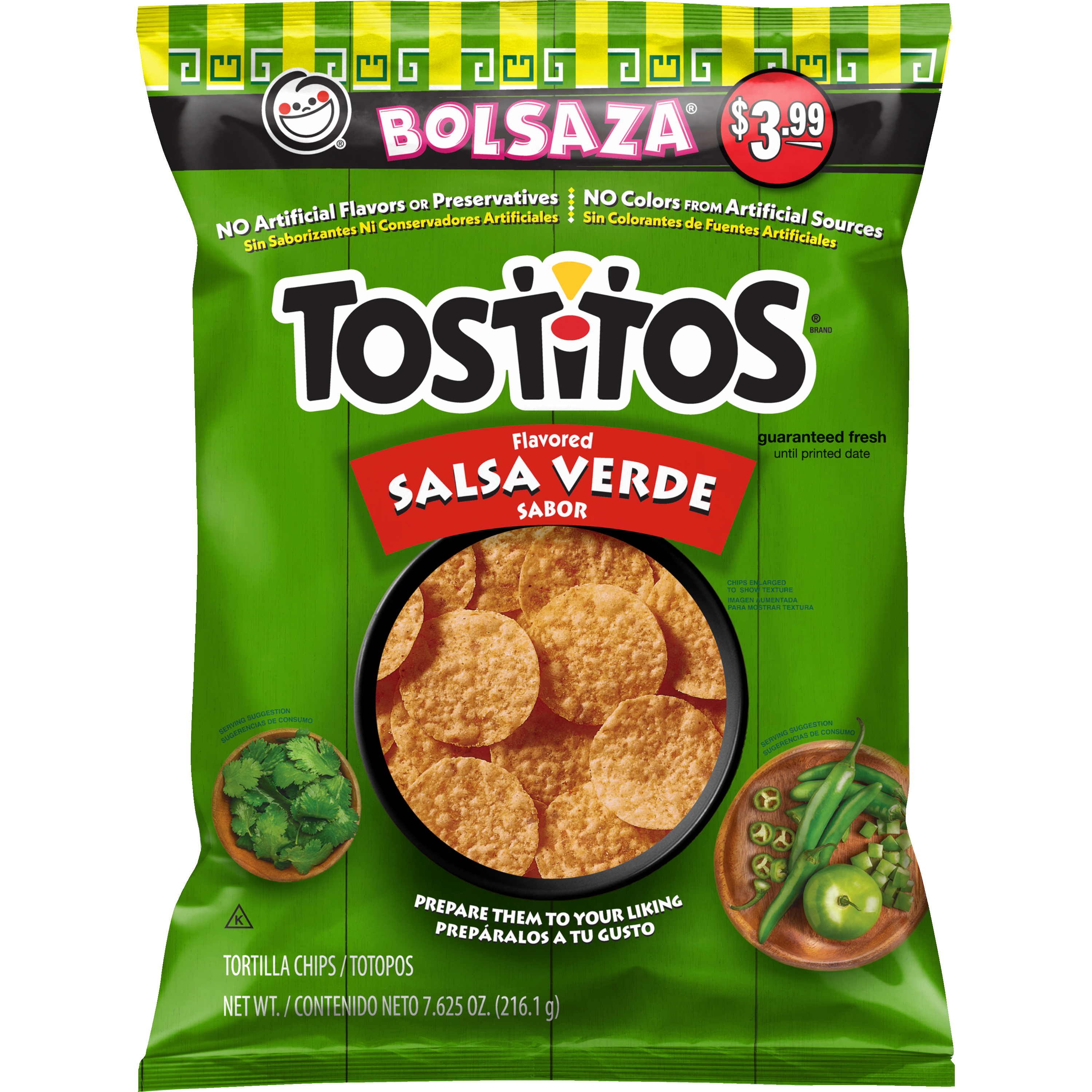 Tostitos, Salsa Verde Flavored, Tortilla Chips