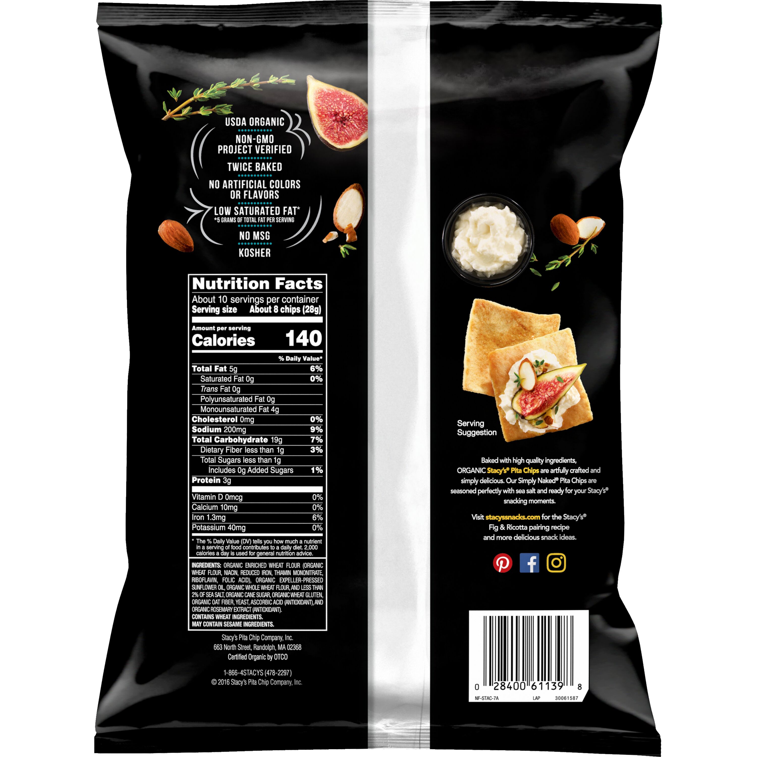 Stacy's, Baked, Organic, Simply Naked, Pita Chips thumbnail