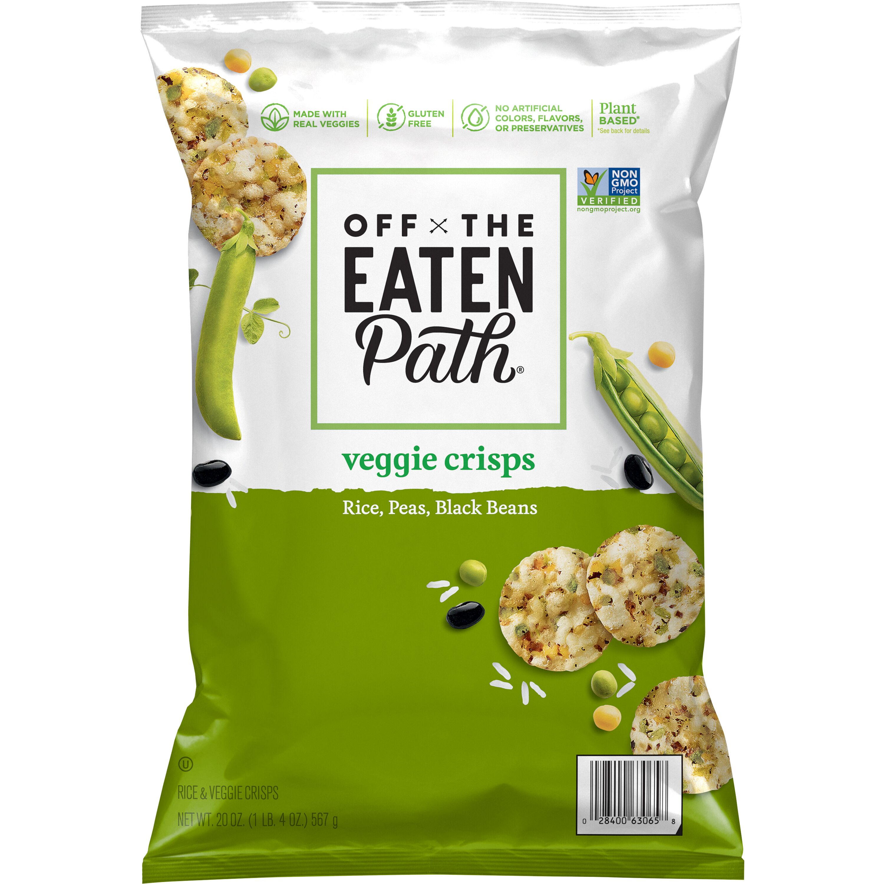 Off The Eaten Path, Rice, Peas & Black Beans, Rice & Veggie Crisps
