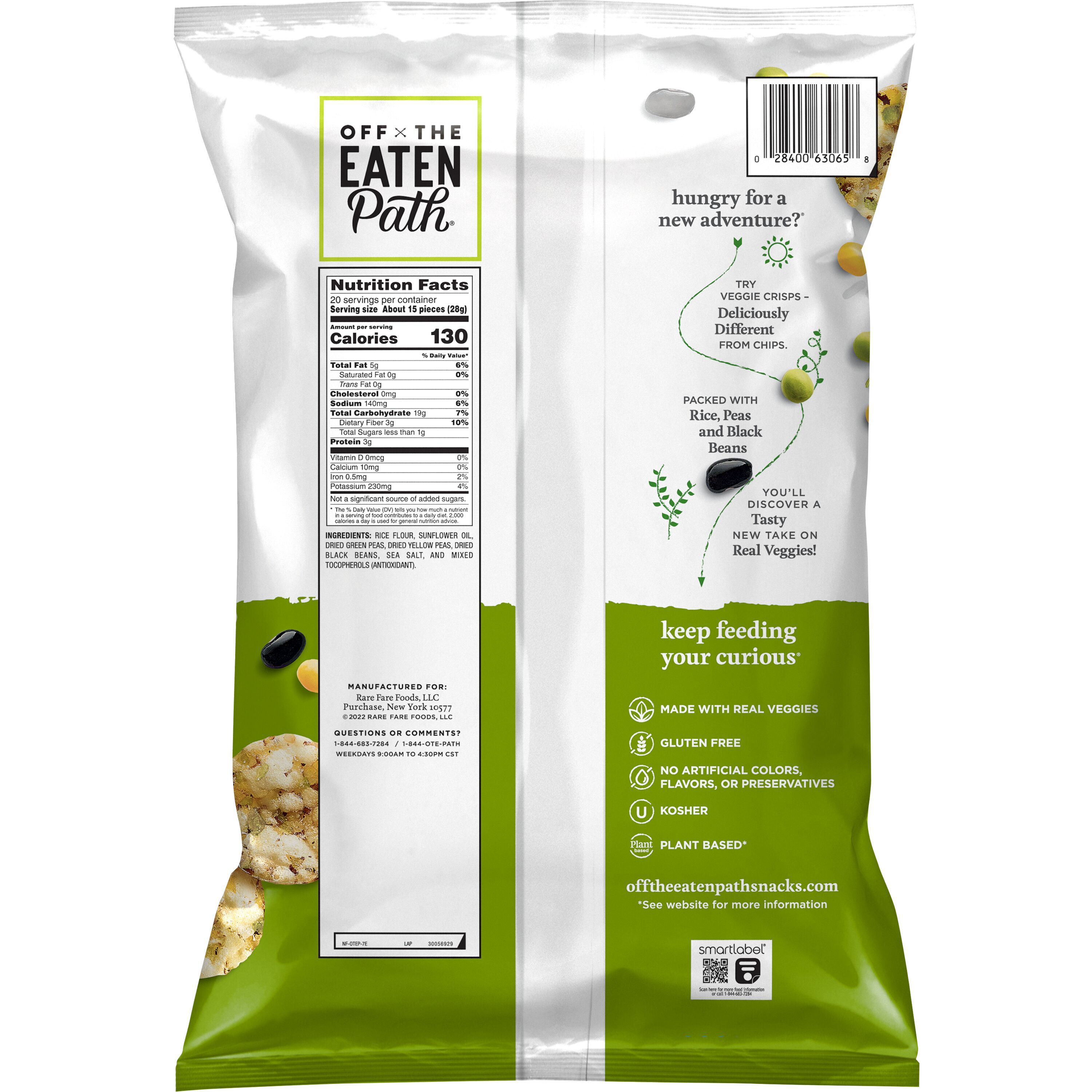 Off The Eaten Path, Rice, Peas & Black Beans, Rice & Veggie Crisps thumbnail