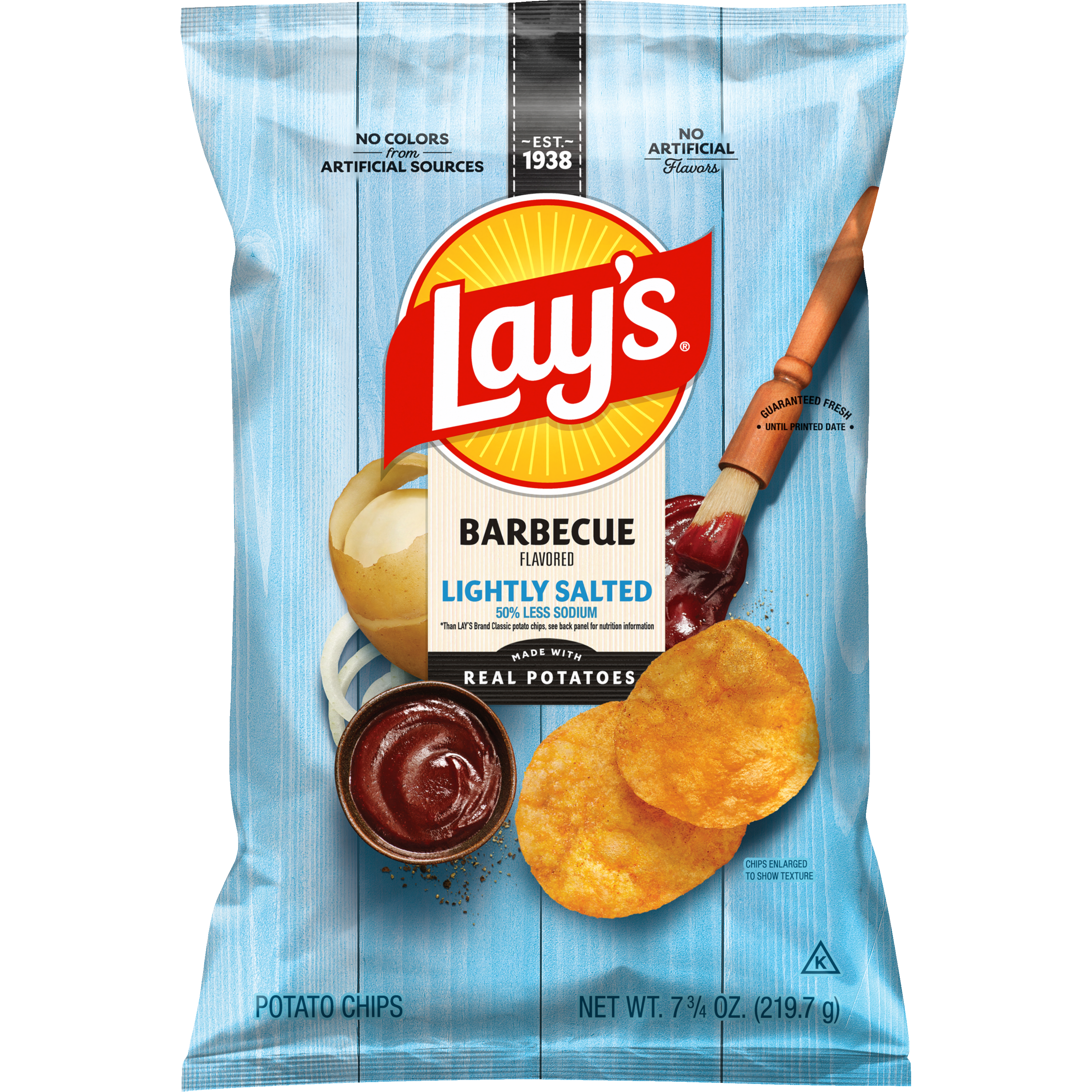 Lay's, Lightly Salted, Barbecue Flavored, Potato Chips