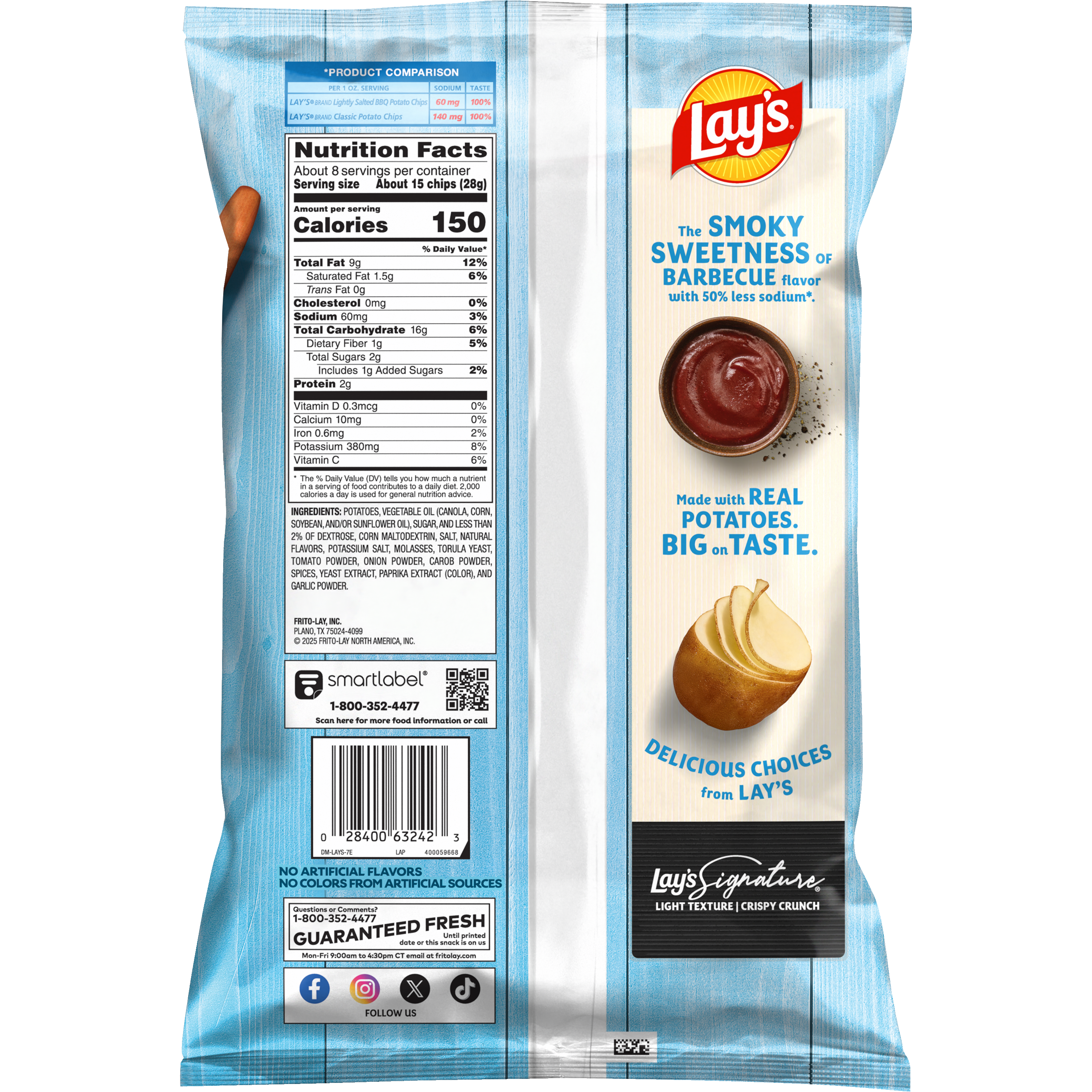 Lay's, Lightly Salted, Barbecue Flavored, Potato Chips thumbnail
