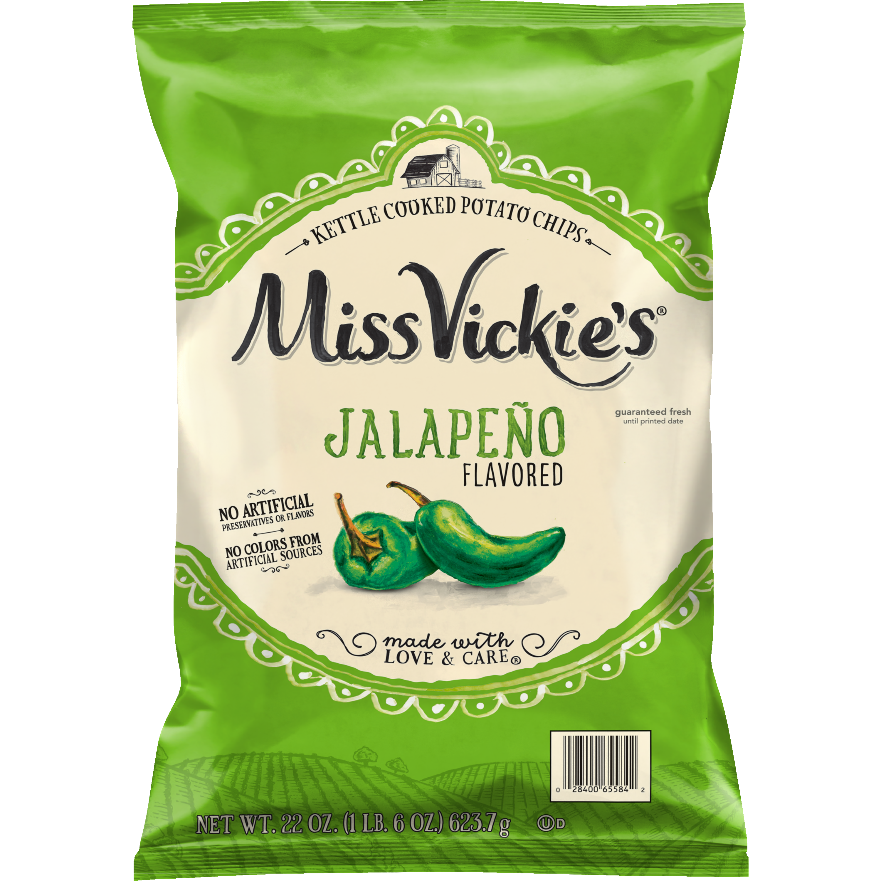 Miss Vickie's, Jalapeno Flavored, Kettle Cooked Potato Chips