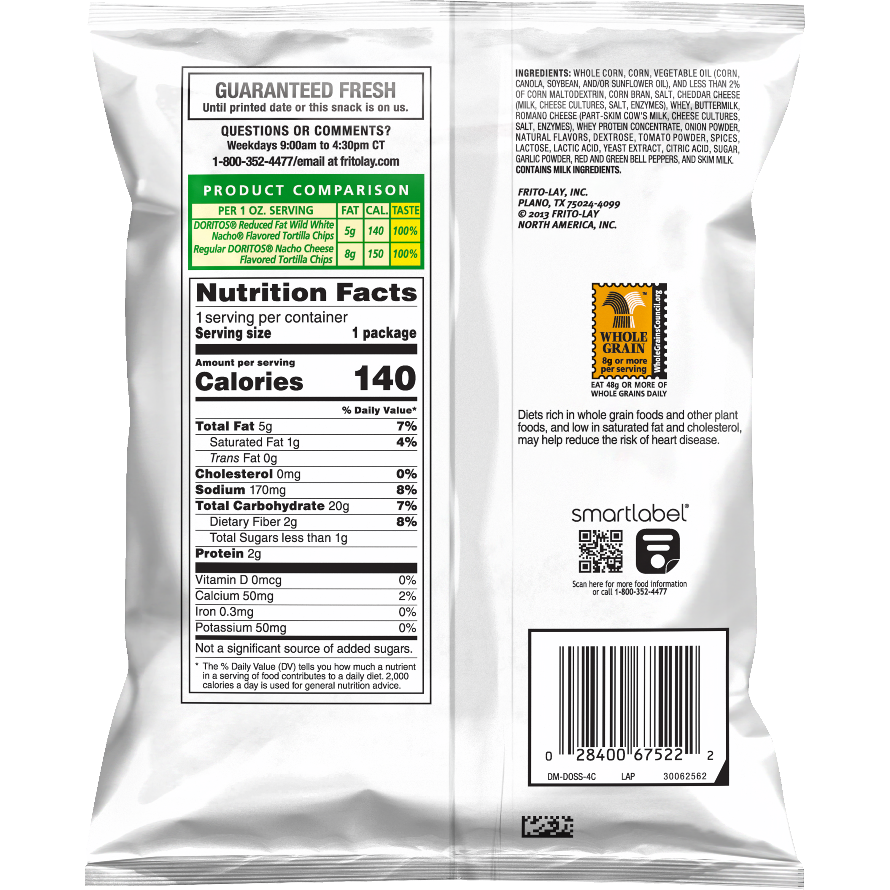 Doritos, Reduced Fat, Wild White Nacho Flavored, Tortilla Chips thumbnail