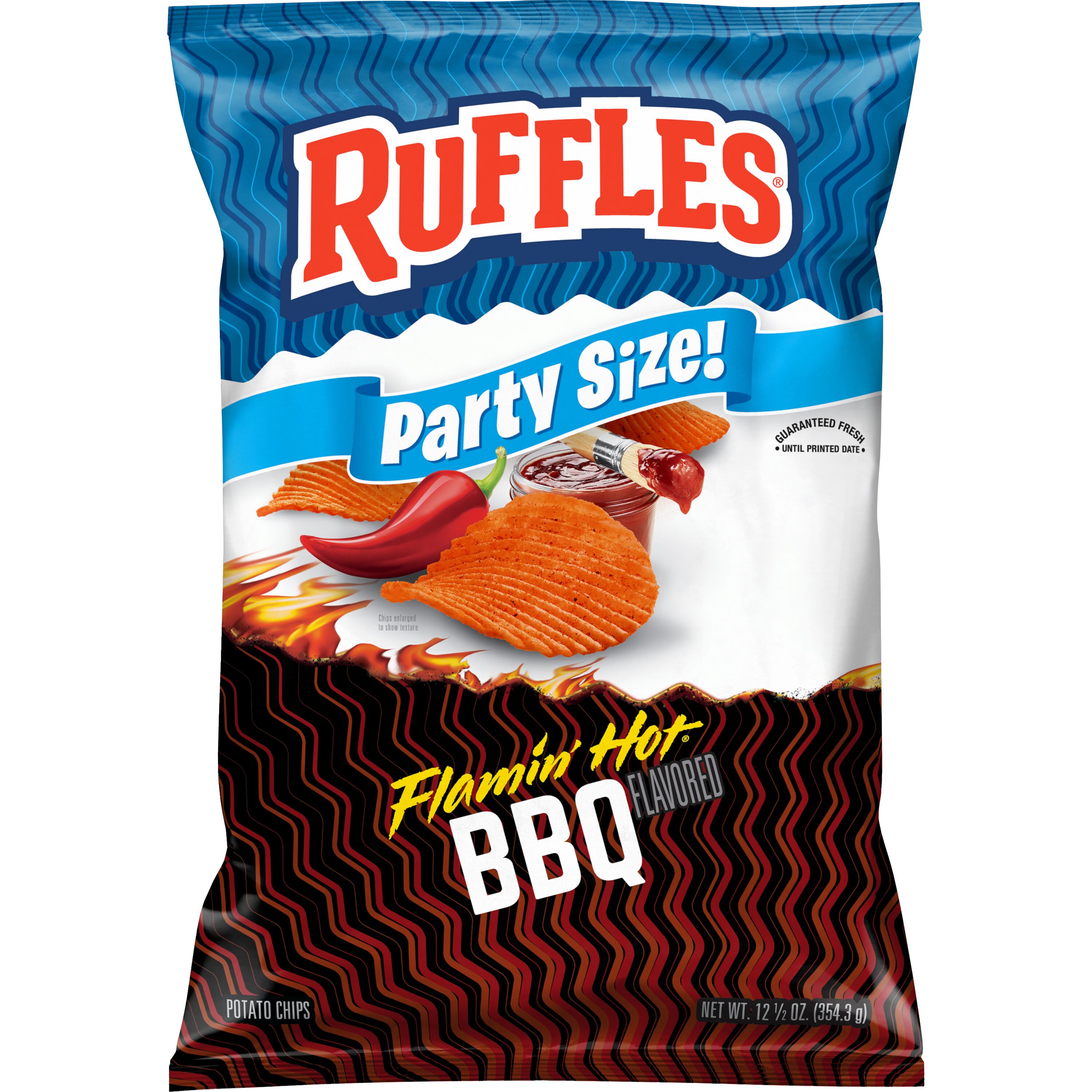 Ruffles, Party Size, Flamin' Hot BBQ Flavored, Potato Chips