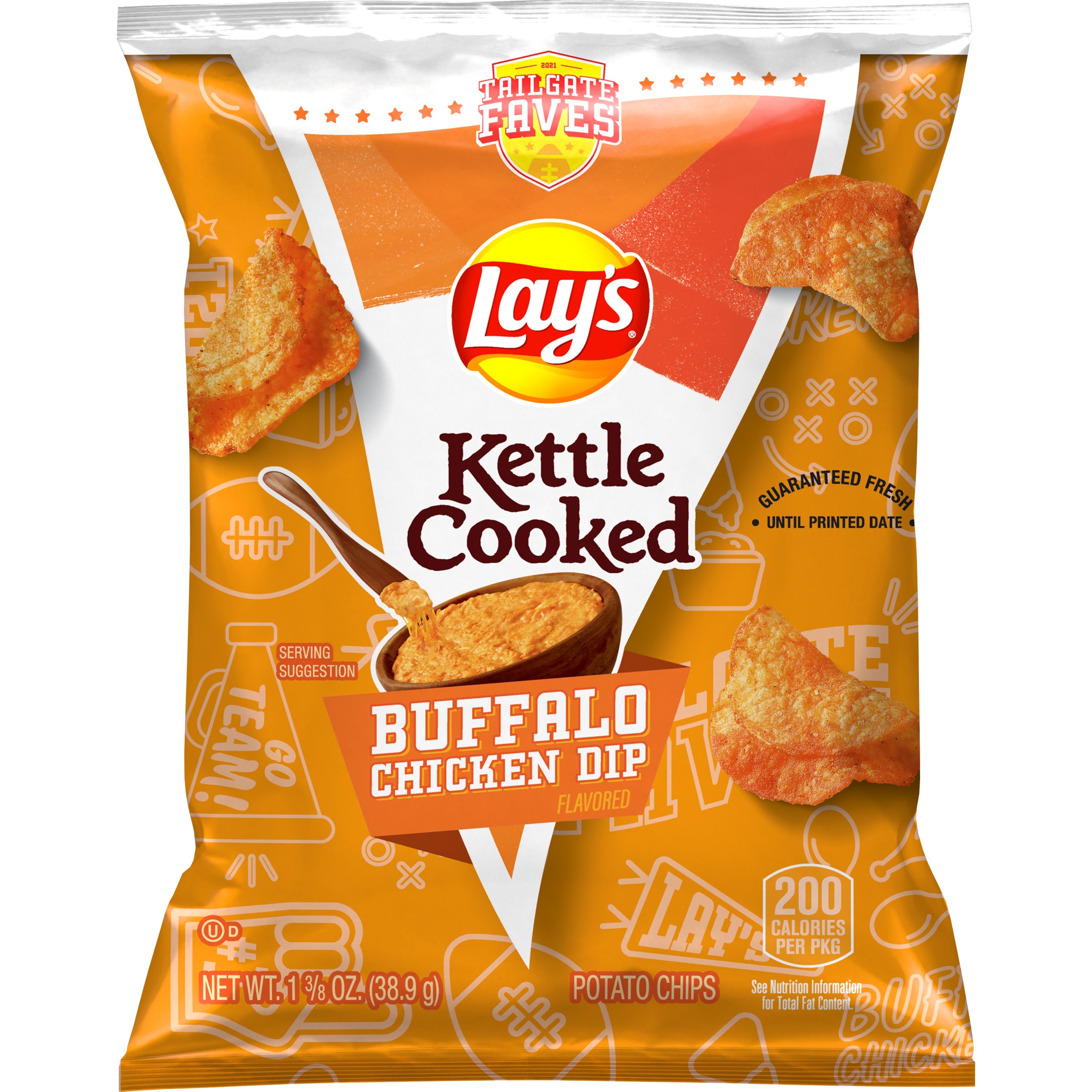 Lay's, Kettle Cooked, Buffalo Chicken Dip Flavored, Potato Chips