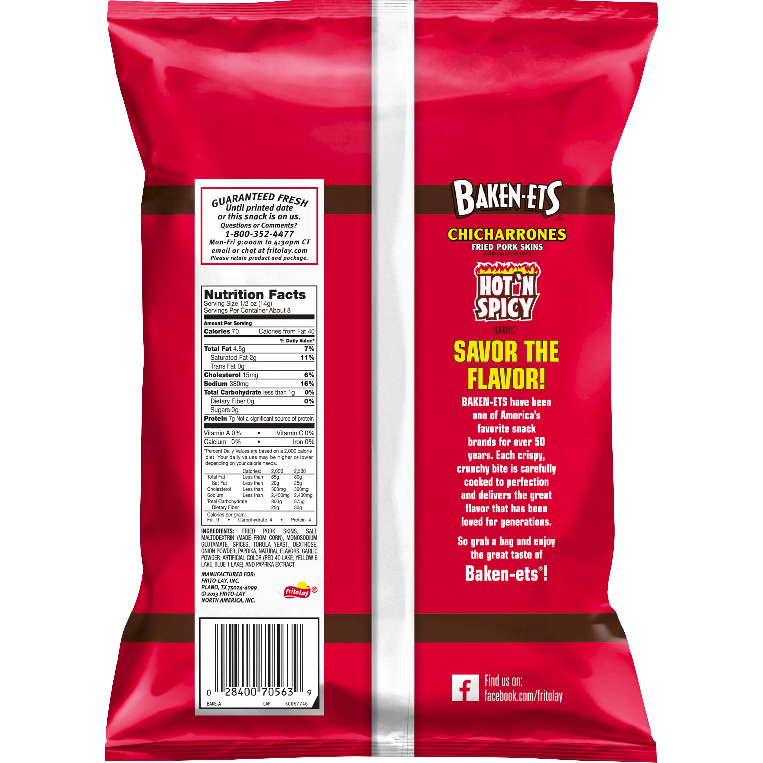 Baken-Ets, Hot'n Spicy Flavored, Fried Pork Skins thumbnail