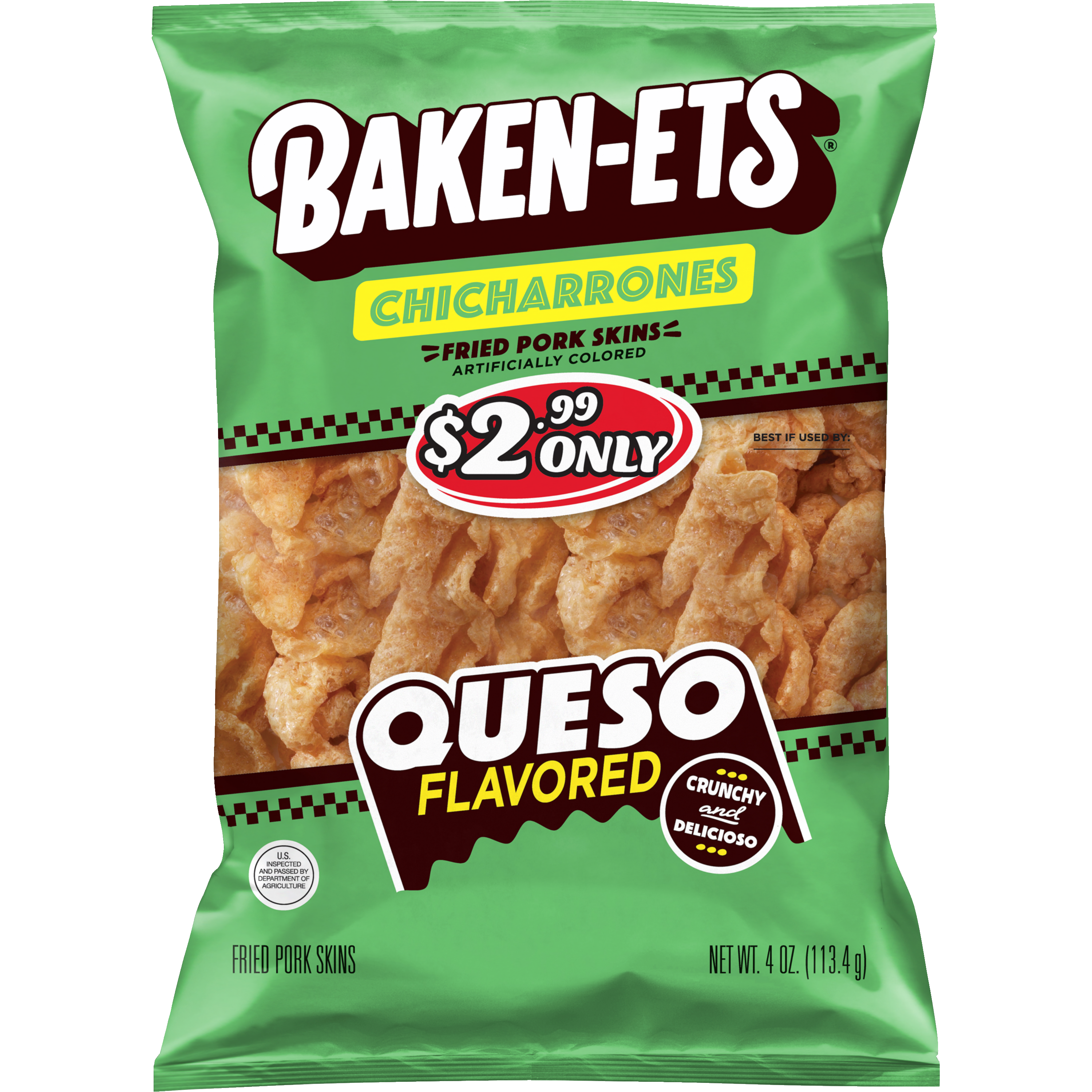 Baken-Ets, Queso Flavored, Fried Pork Skins