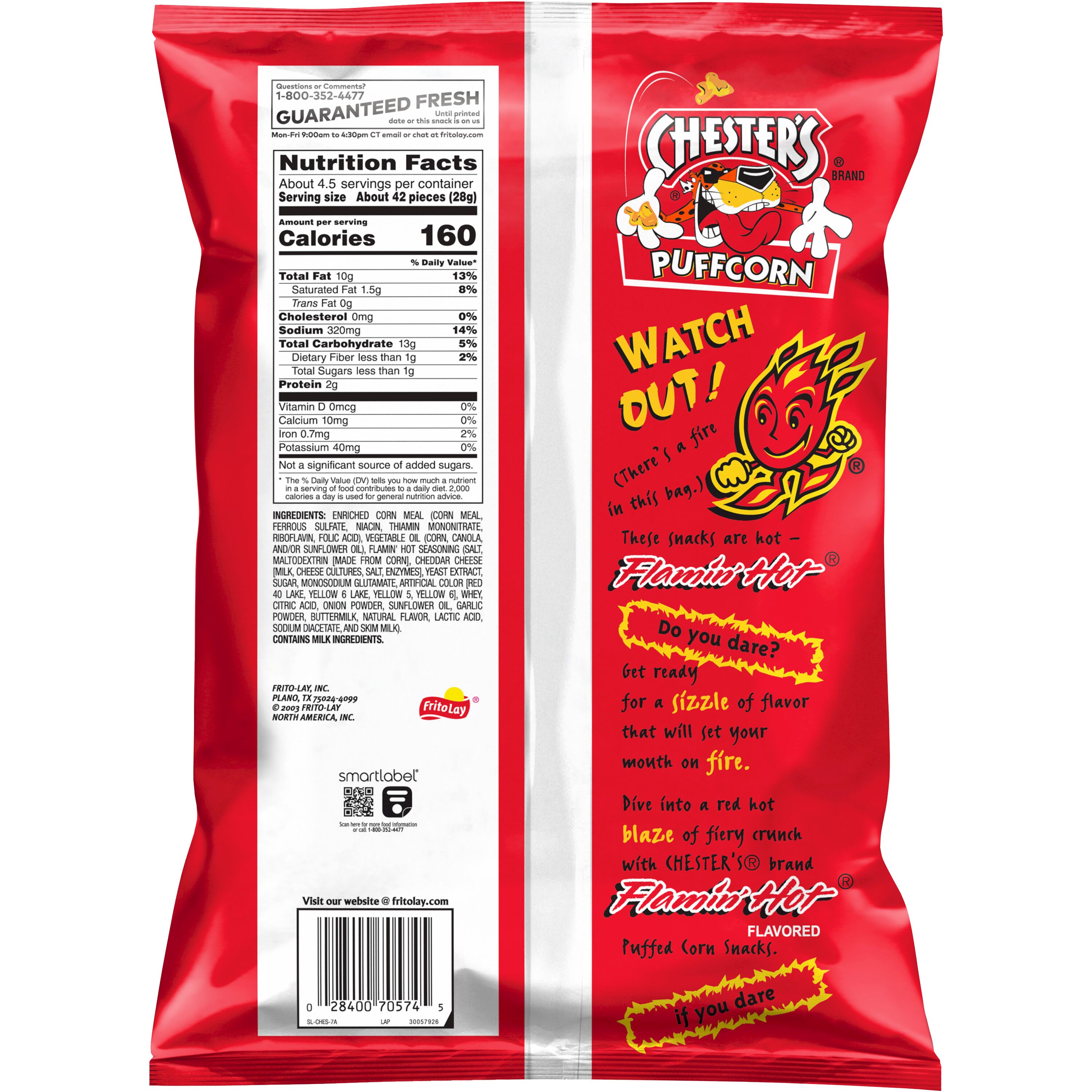 Chester's, Puffcorn, Flamin' Hot Flavored, Puffed Corn Snacks thumbnail