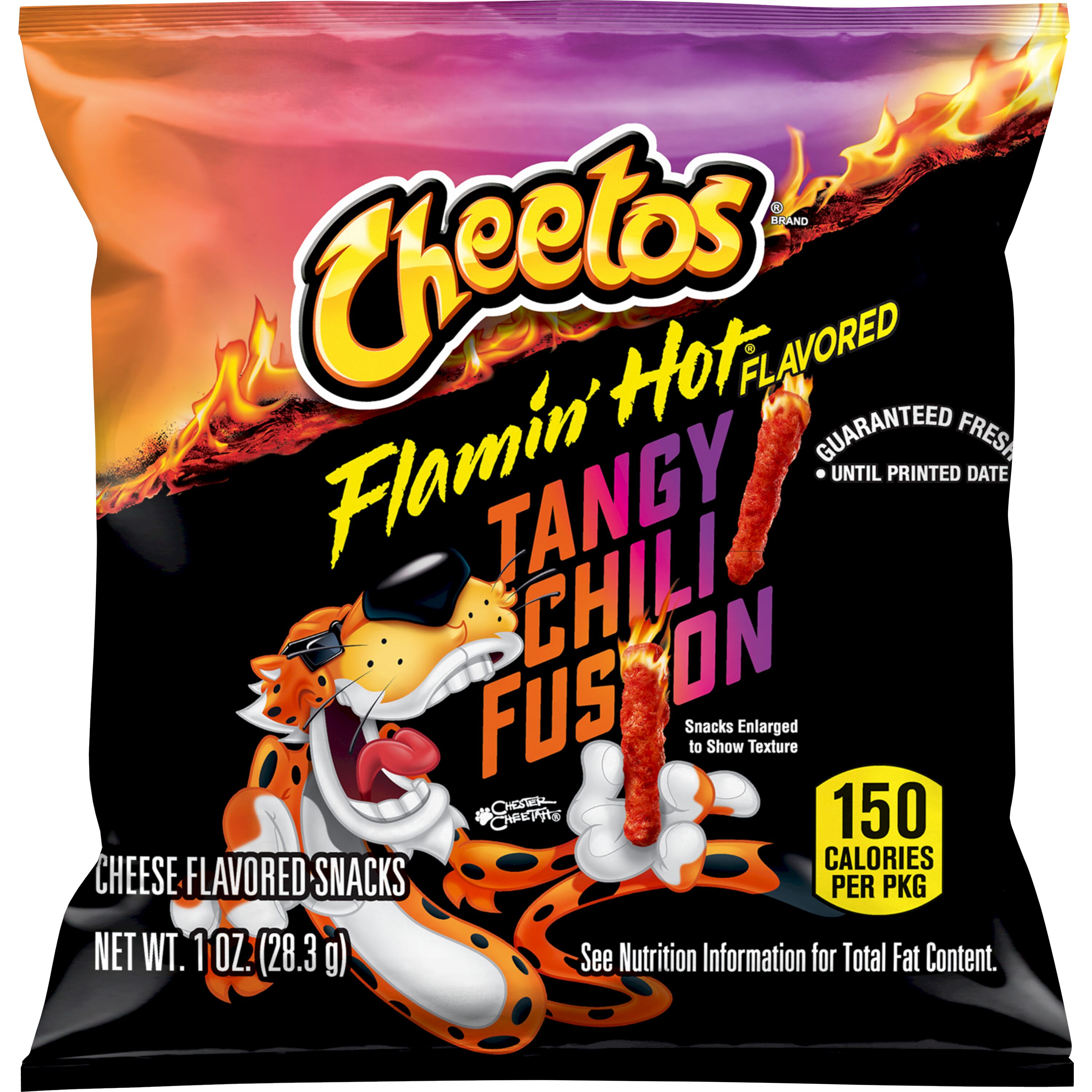 Cheetos, Flamin' Hot Flavored, Tangy Chili Fusion, Cheese Flavored Snacks