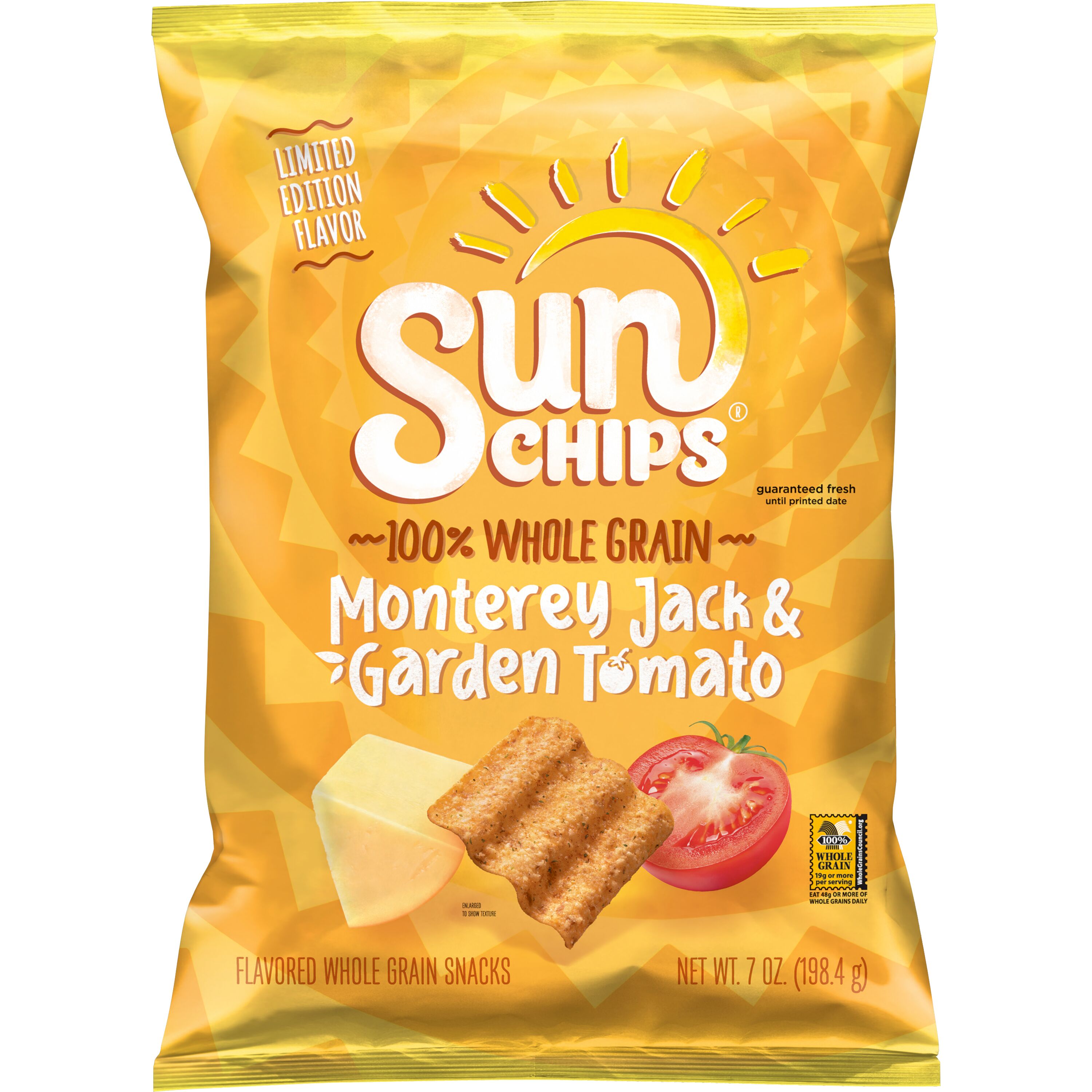 SunChips, Monterey Jack & Garden Tomato, Flavored Whole Grain Snacks