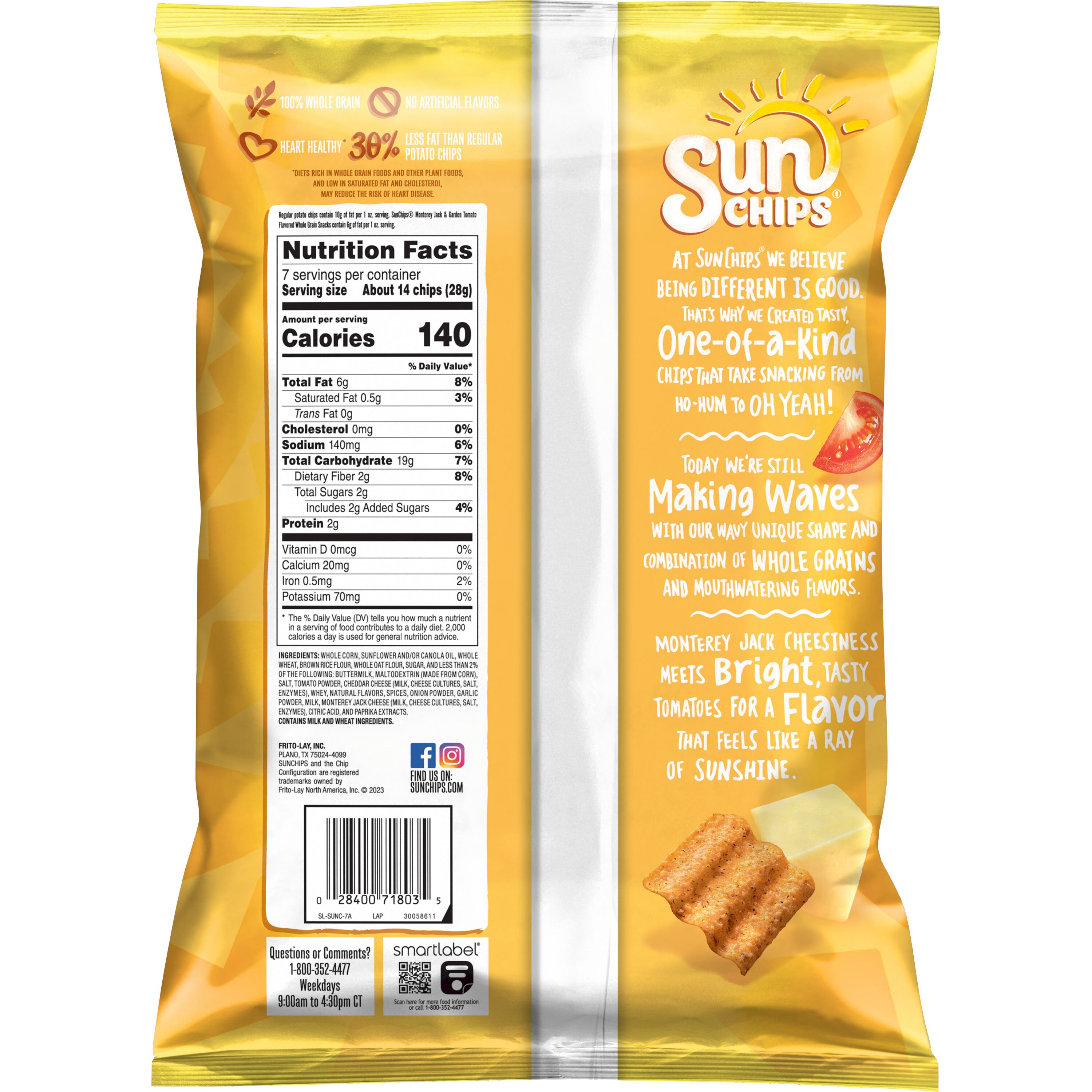 SunChips, Monterey Jack & Garden Tomato, Flavored Whole Grain Snacks thumbnail
