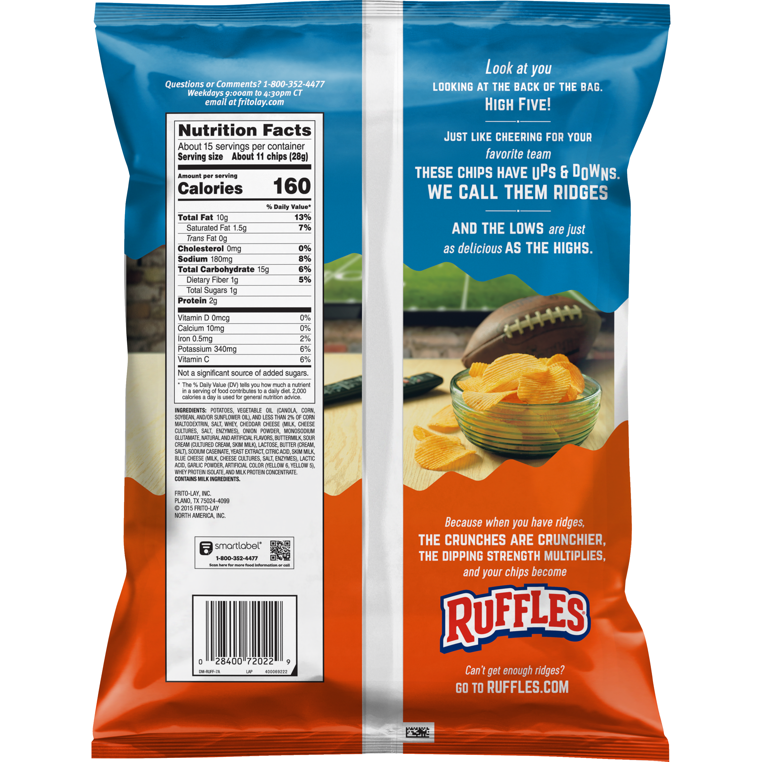 Ruffles, Cheddar & Sour Cream Flavored, Potato Chips thumbnail