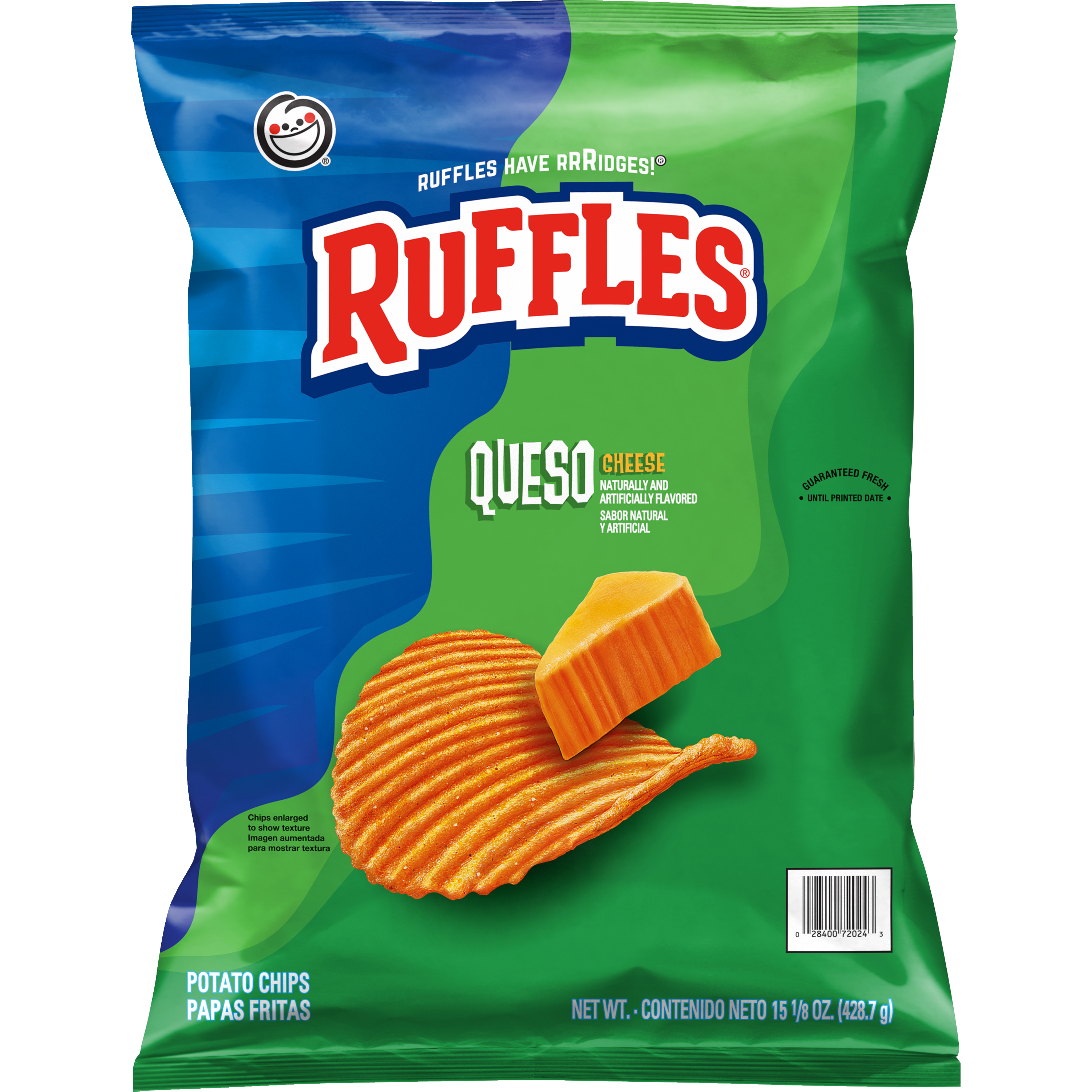 Ruffles, Queso Cheese Naturally And Artificially Flavored, Potato Chips