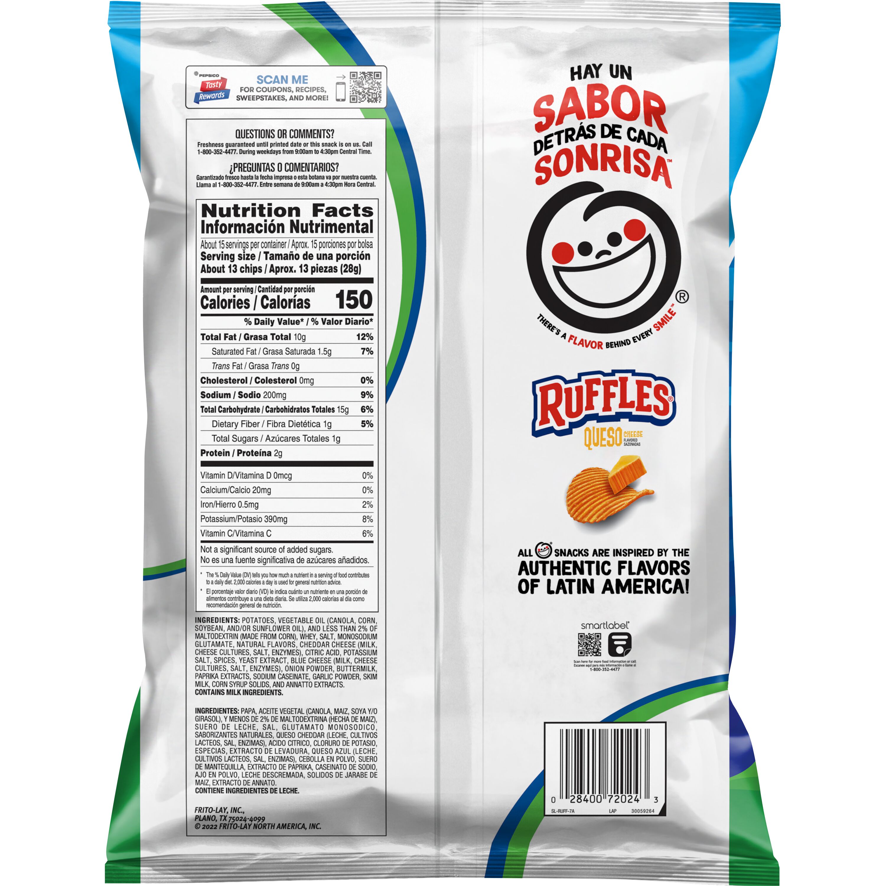 Ruffles, Queso Cheese Flavored, Potato Chips thumbnail