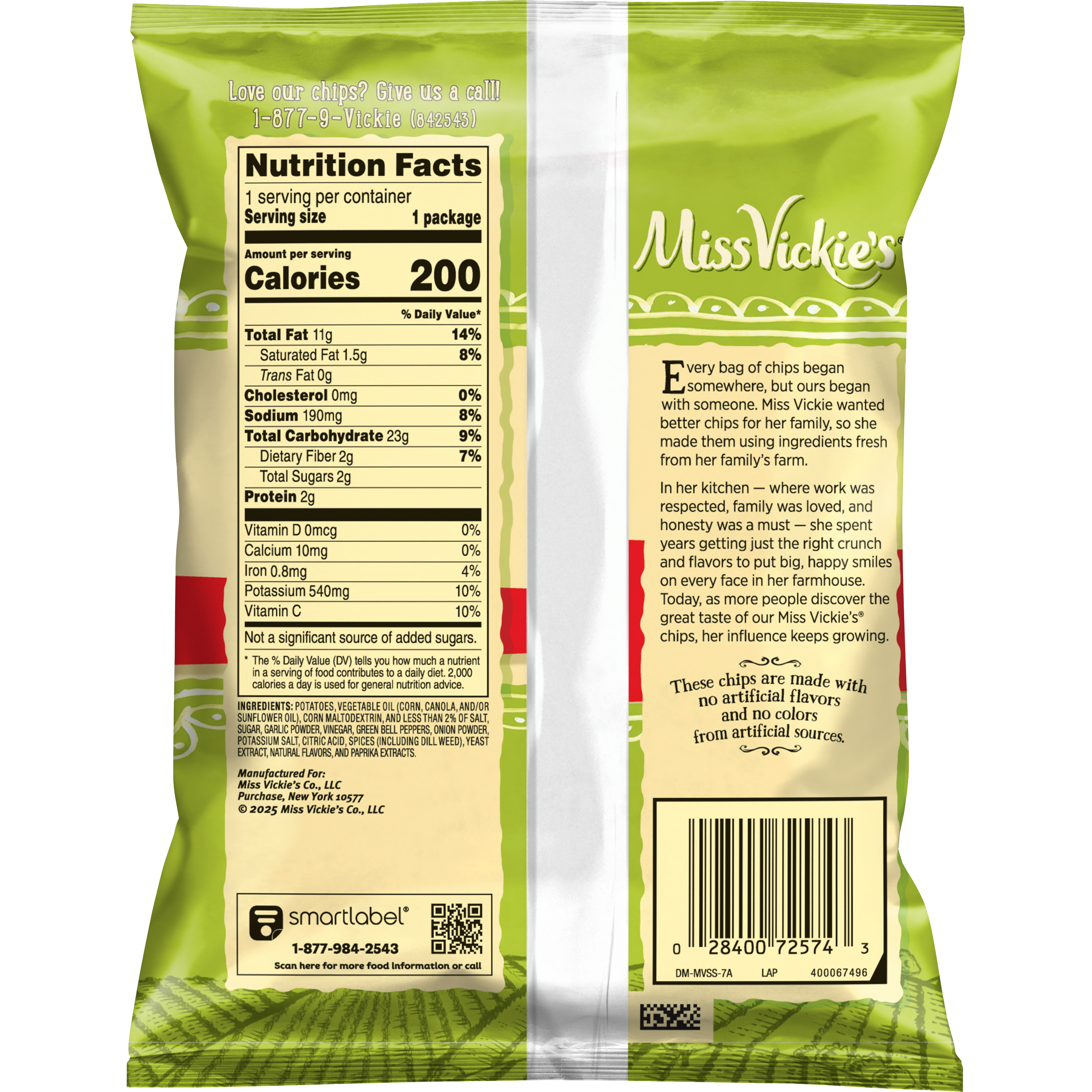 Miss Vickie's, Spicy Dill Pickle Flavored, Kettle Cooked Potato Chips thumbnail