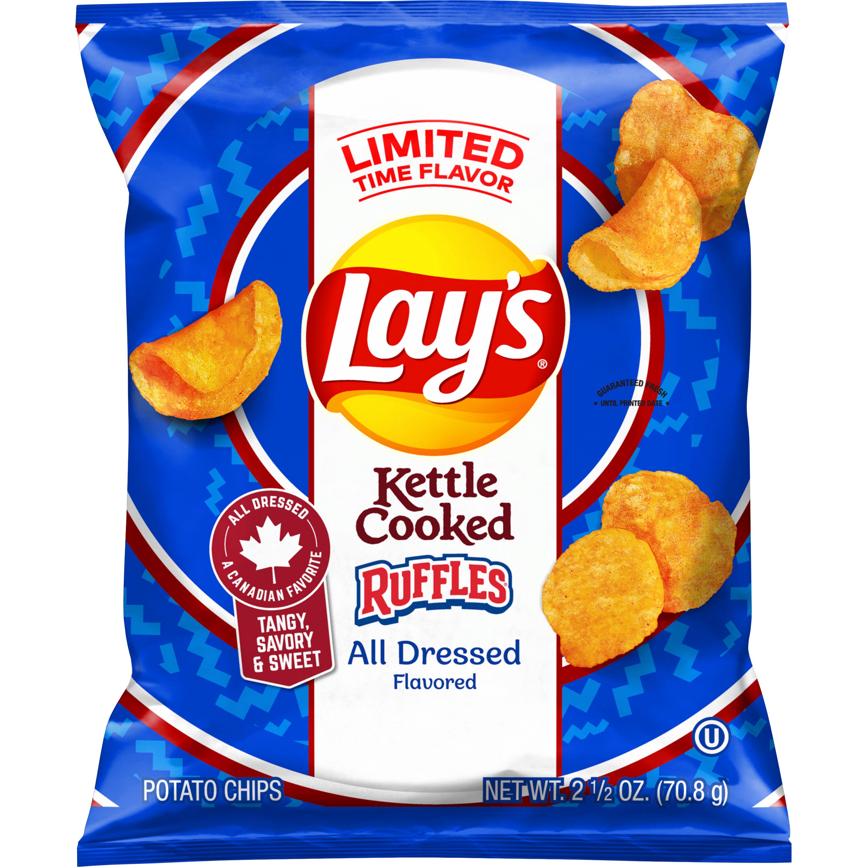 Lay's, Kettle Cooked, Ruffles All Dressed Flavored, Potato Chips