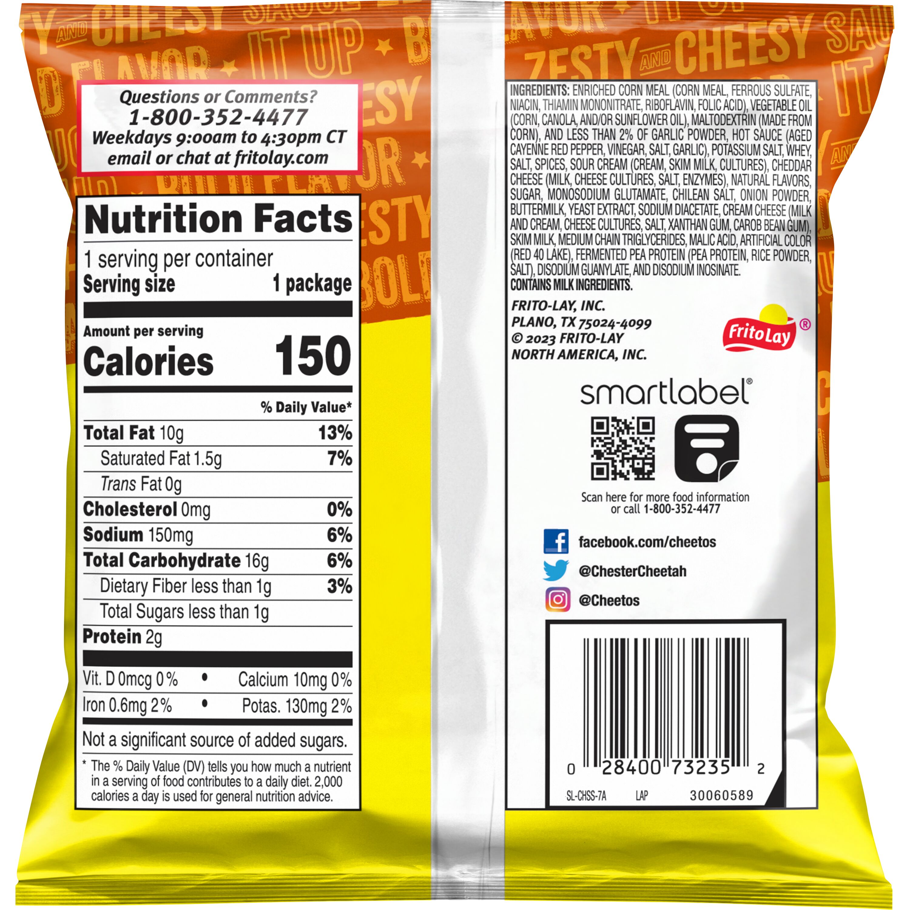 Cheetos, Crunchy, Buffalo Naturally And Artificially Flavored, Cheese Flavored Snacks thumbnail