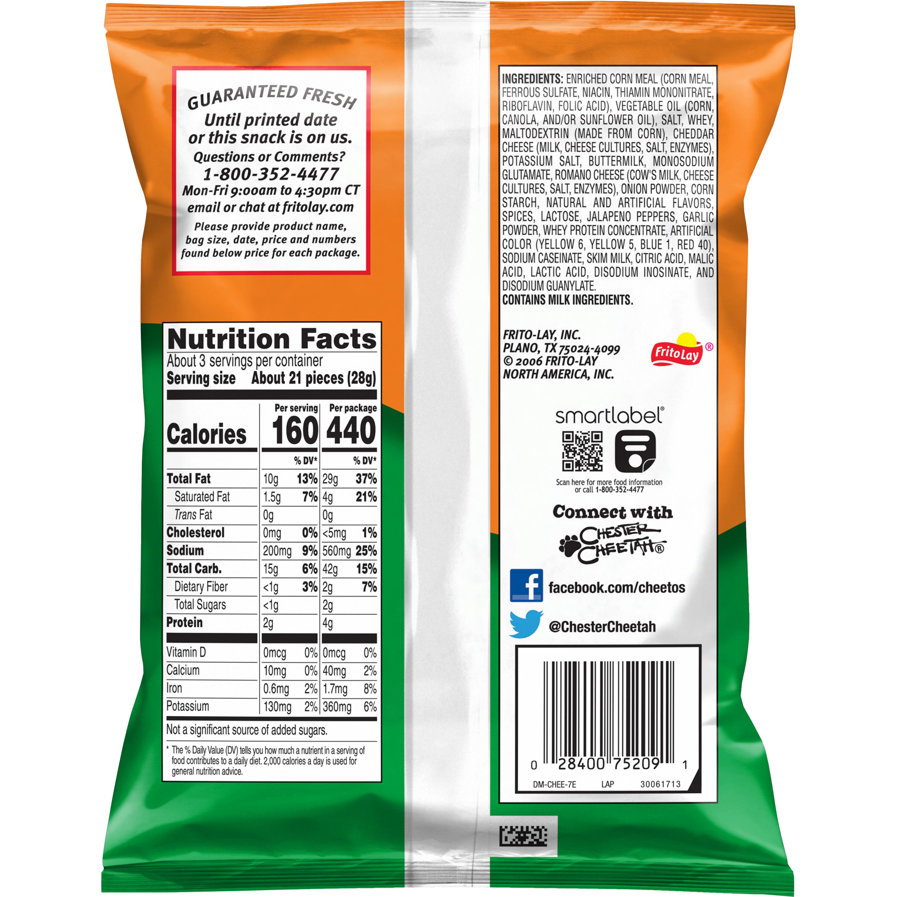 Cheetos, Crunchy, Cheddar Jalapeno Flavored, Cheese Flavored Snacks thumbnail